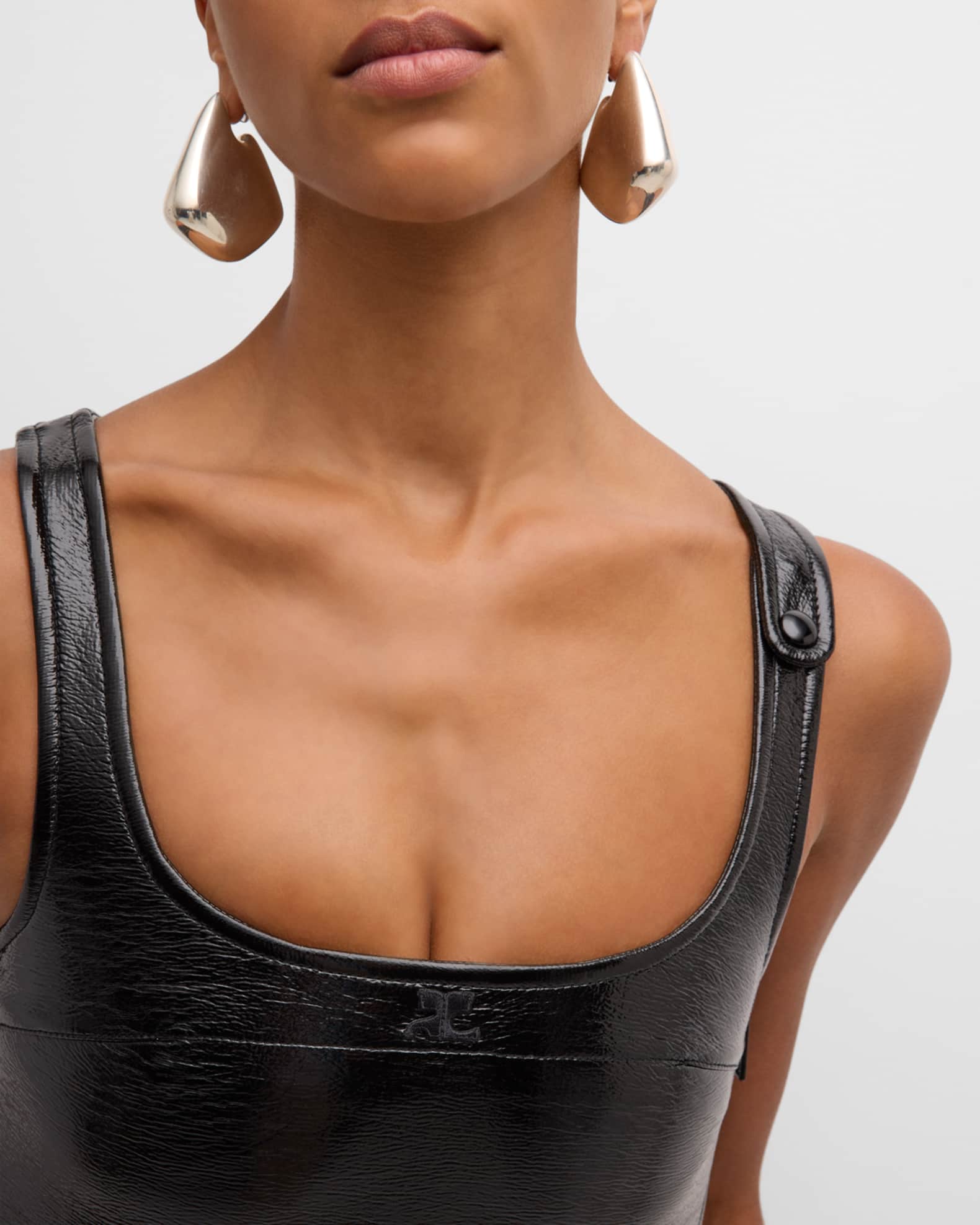 cut the vinyl mini dress Courrges Cut-out Vinyl Mini Dress Black Courreges