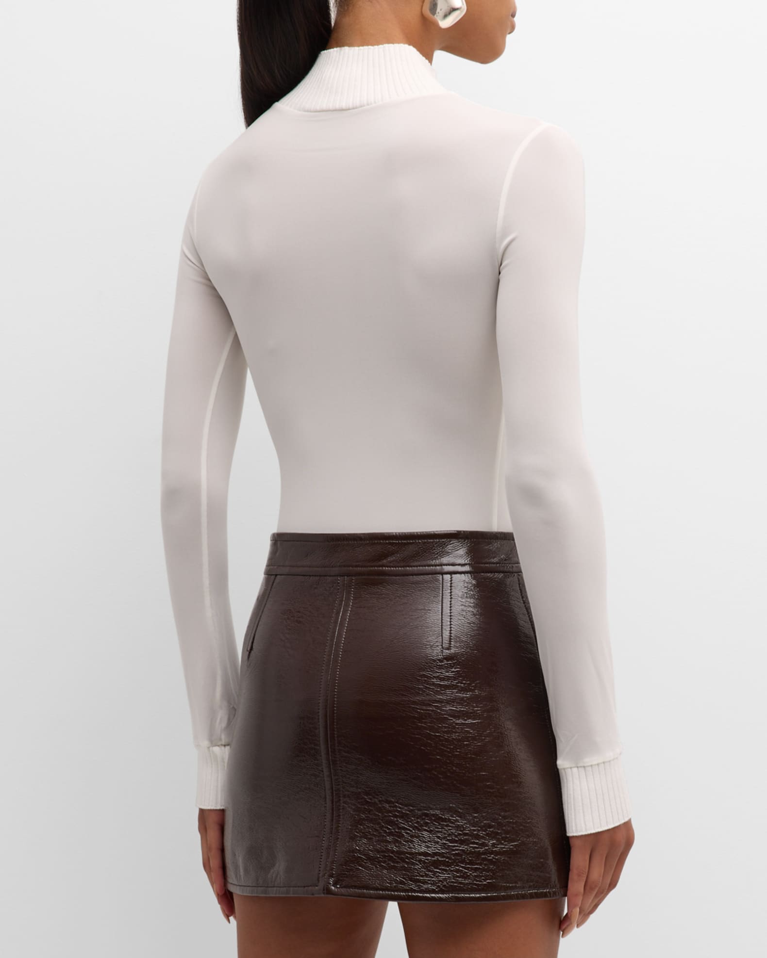 Courreges Re-Edition Mock-Neck Long-Sleeve Fitted Top