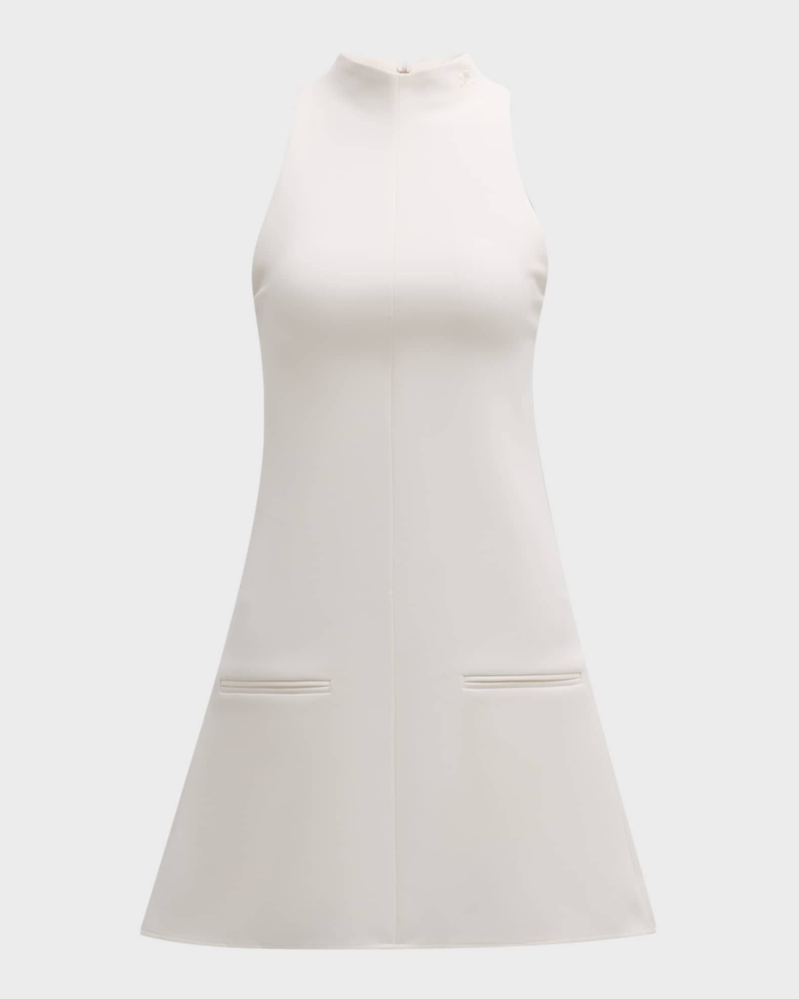 2-Pocket Sleeveless Twill A-Line Mini Dress 0
