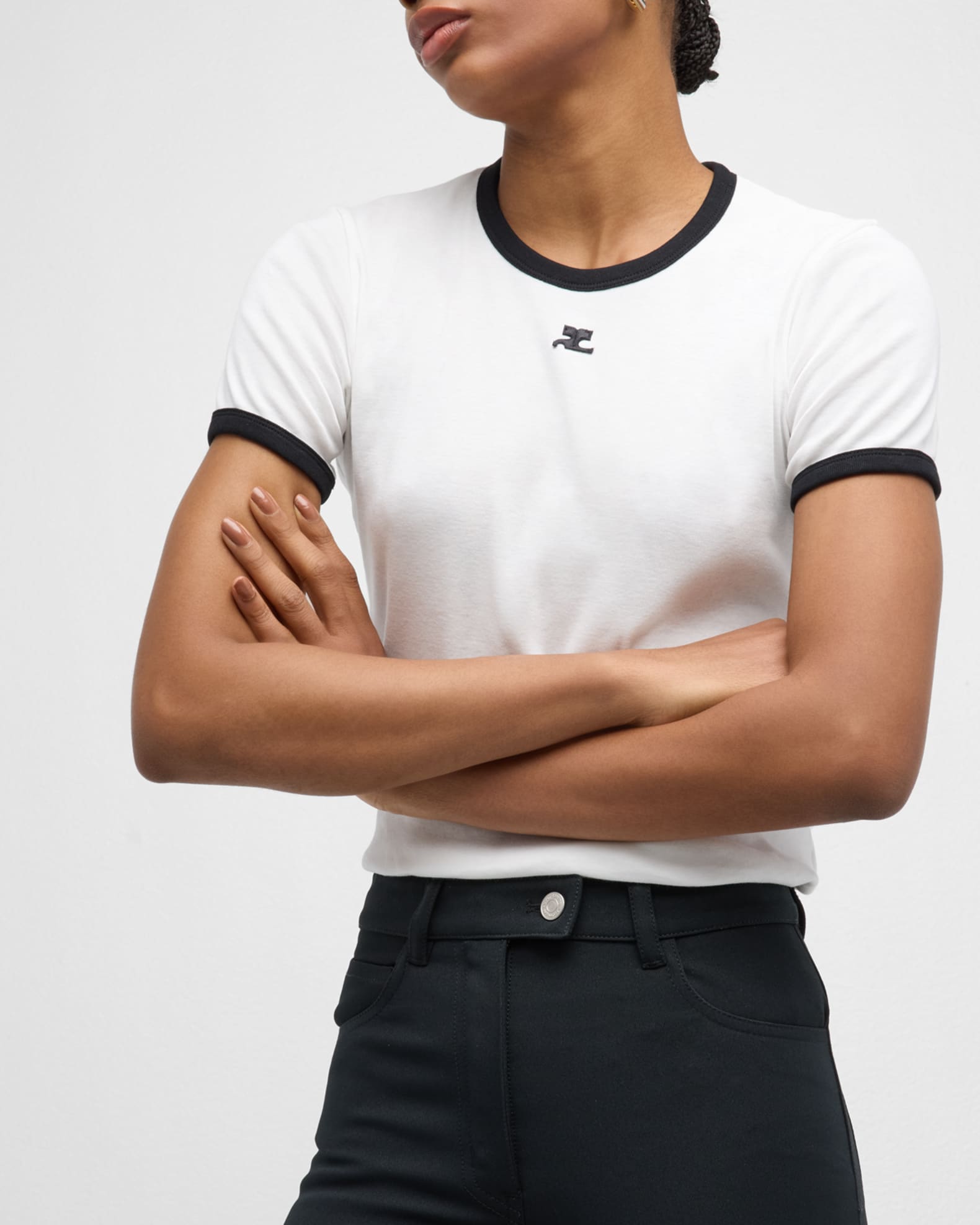 Courreges Signature Contrast T-Shirt | Neiman Marcus