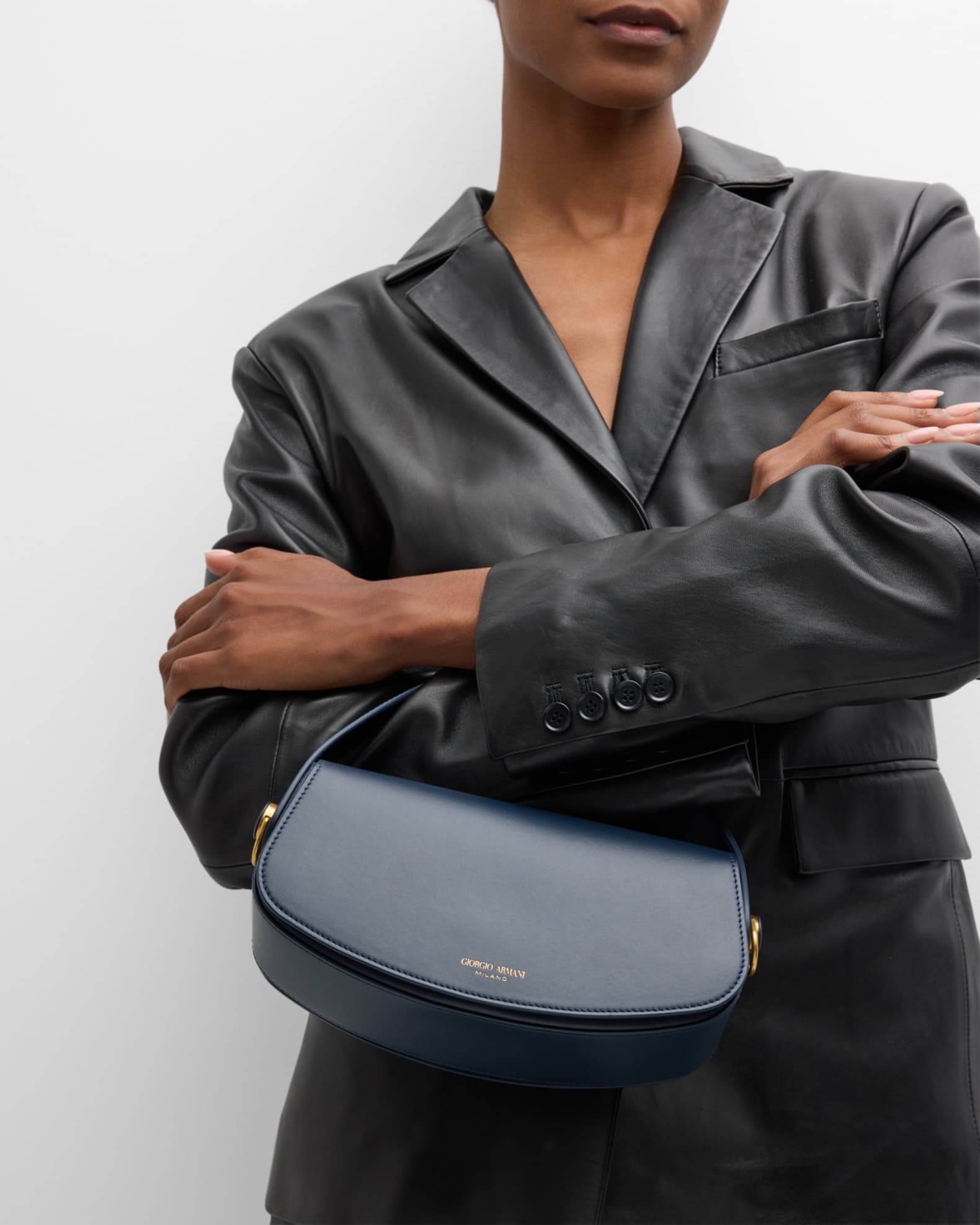 Hug Medium Hammered Calfskin Top Handle Bag - Testa Di Moro / Burnt Ocher