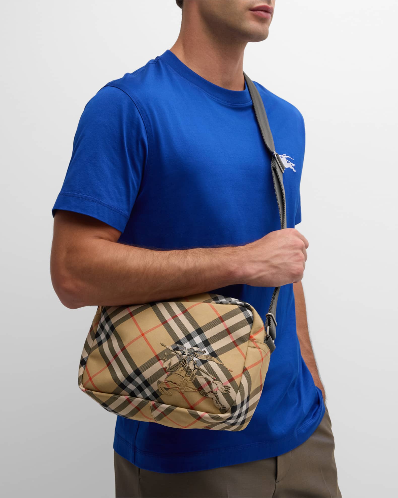 Burberry Men's Check Essential Crossbody Bag | Neiman Marcus