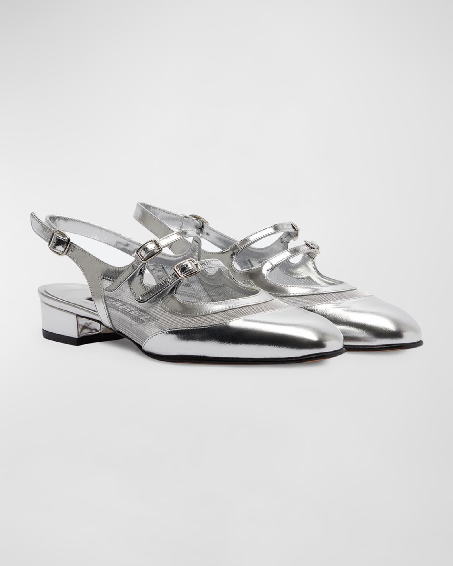 Peche Metallic Mary Jane Ballerina Flats 1