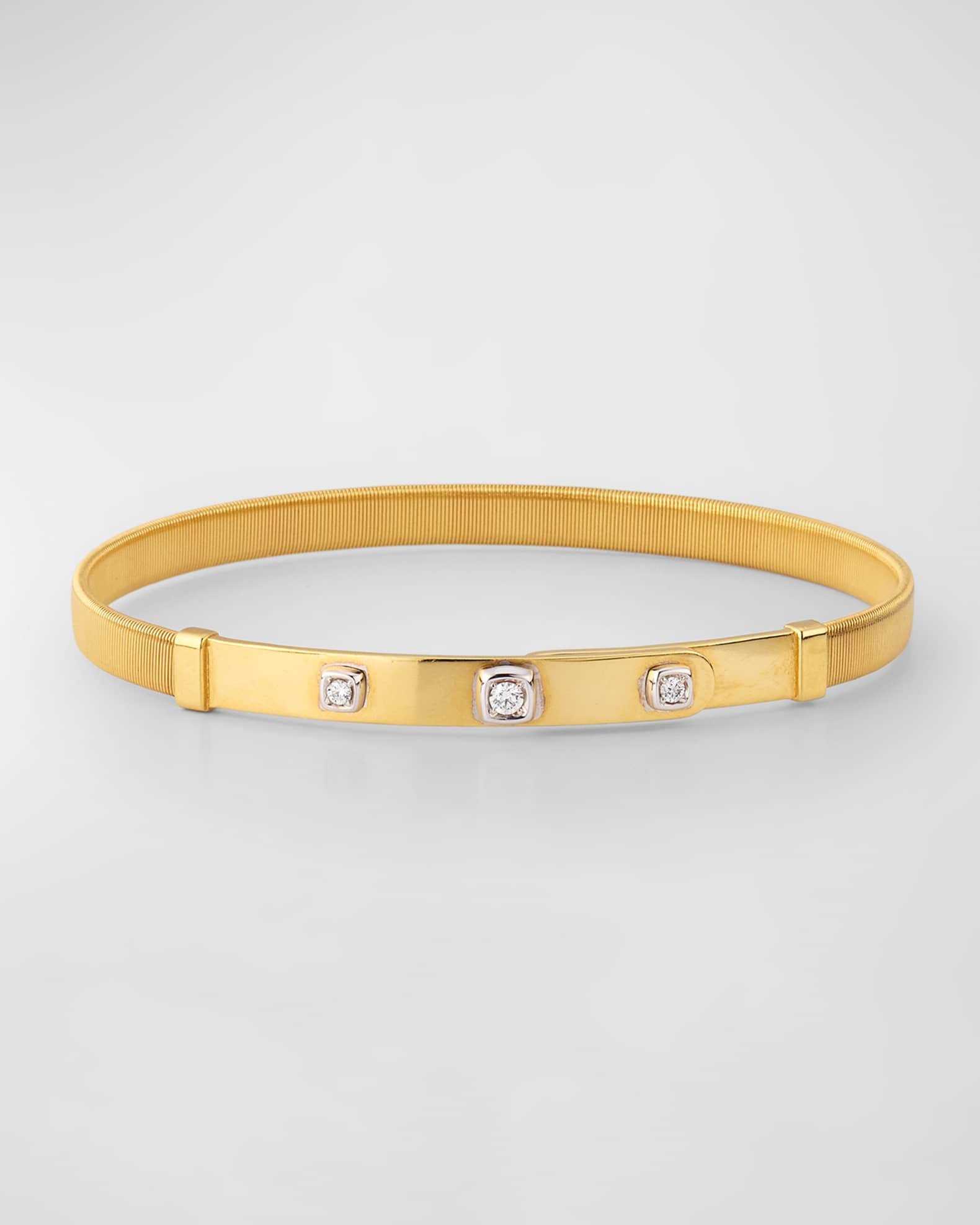 18K Yellow Gold Masai Small Diamond Station Bangle 0