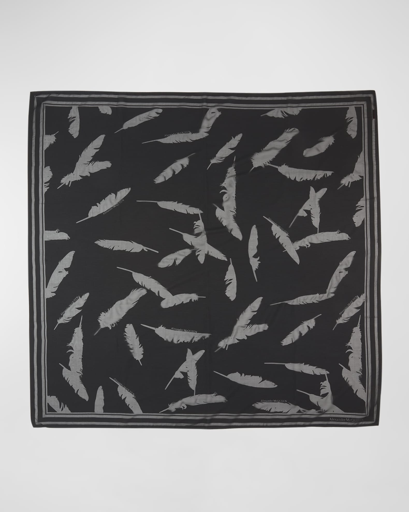Alexander McQueen Feather Silk Cotton Scarf Neiman Marcus
