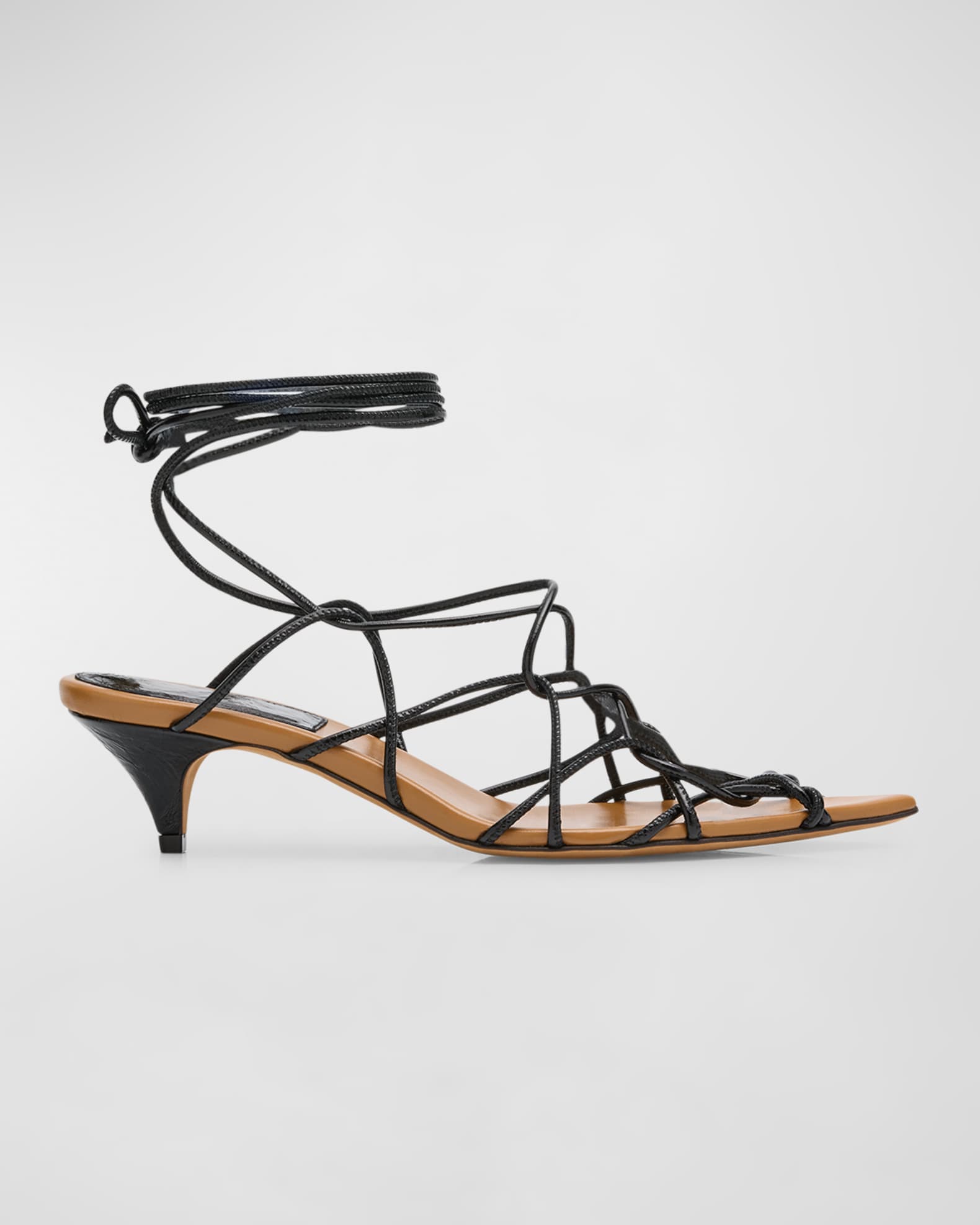 Khaite Arden Strappy Caged Ankle-Tie Sandals | Neiman Marcus