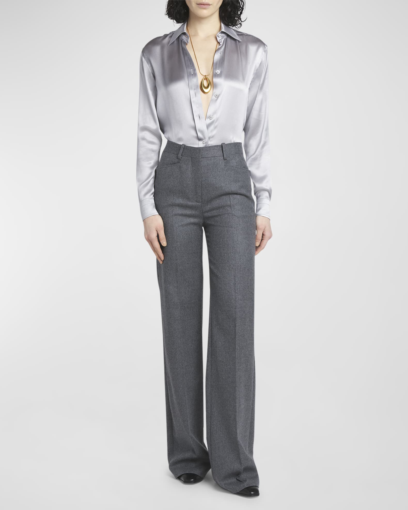 TOM FORD High-Rise Compact Virgin Wool Bootcut Pants TOM FORD High-Rise Compact Virgin Wool Bootcut Pants