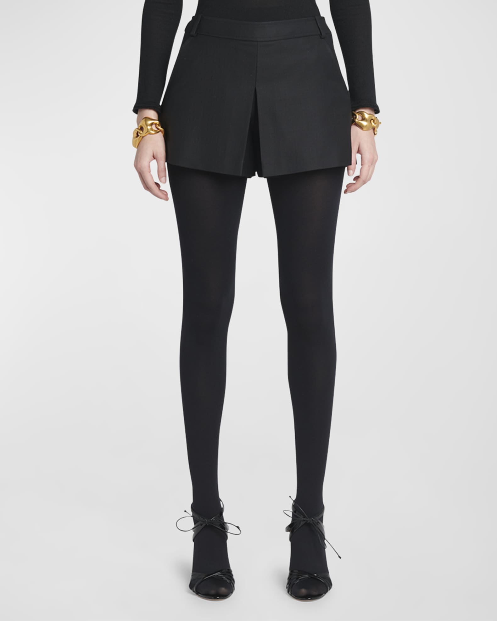 Pleated Sharp Silk And Mohair-Blend Twill Skort 1