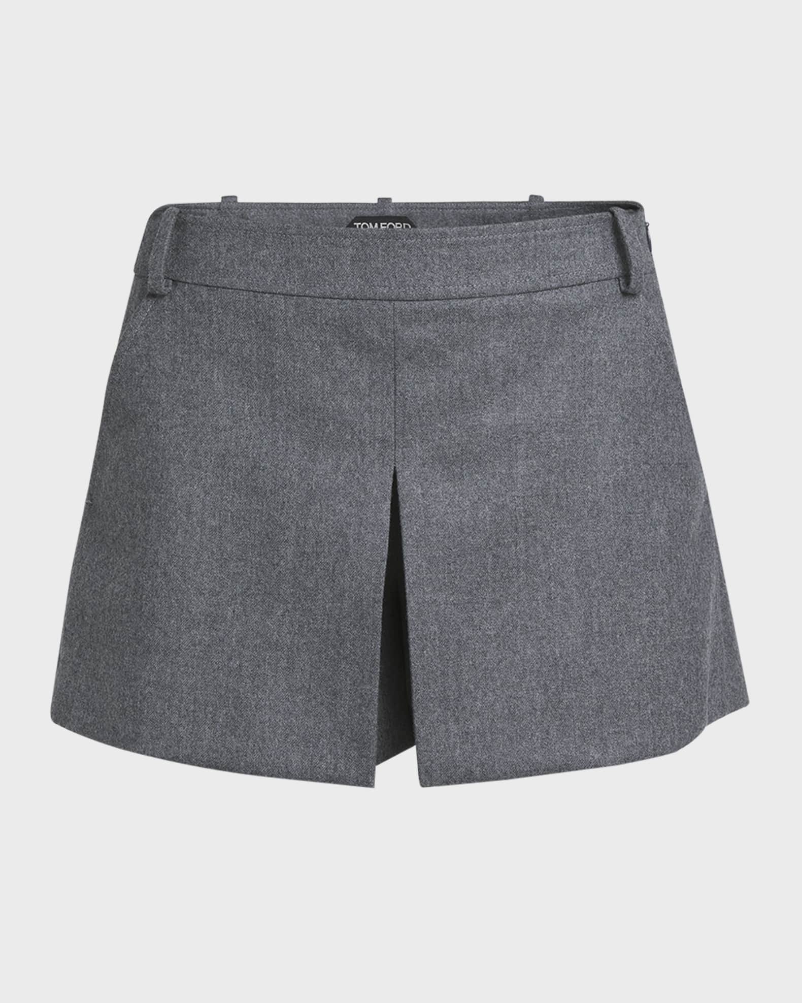 Pleated Compact Virgin Wool Skort 0