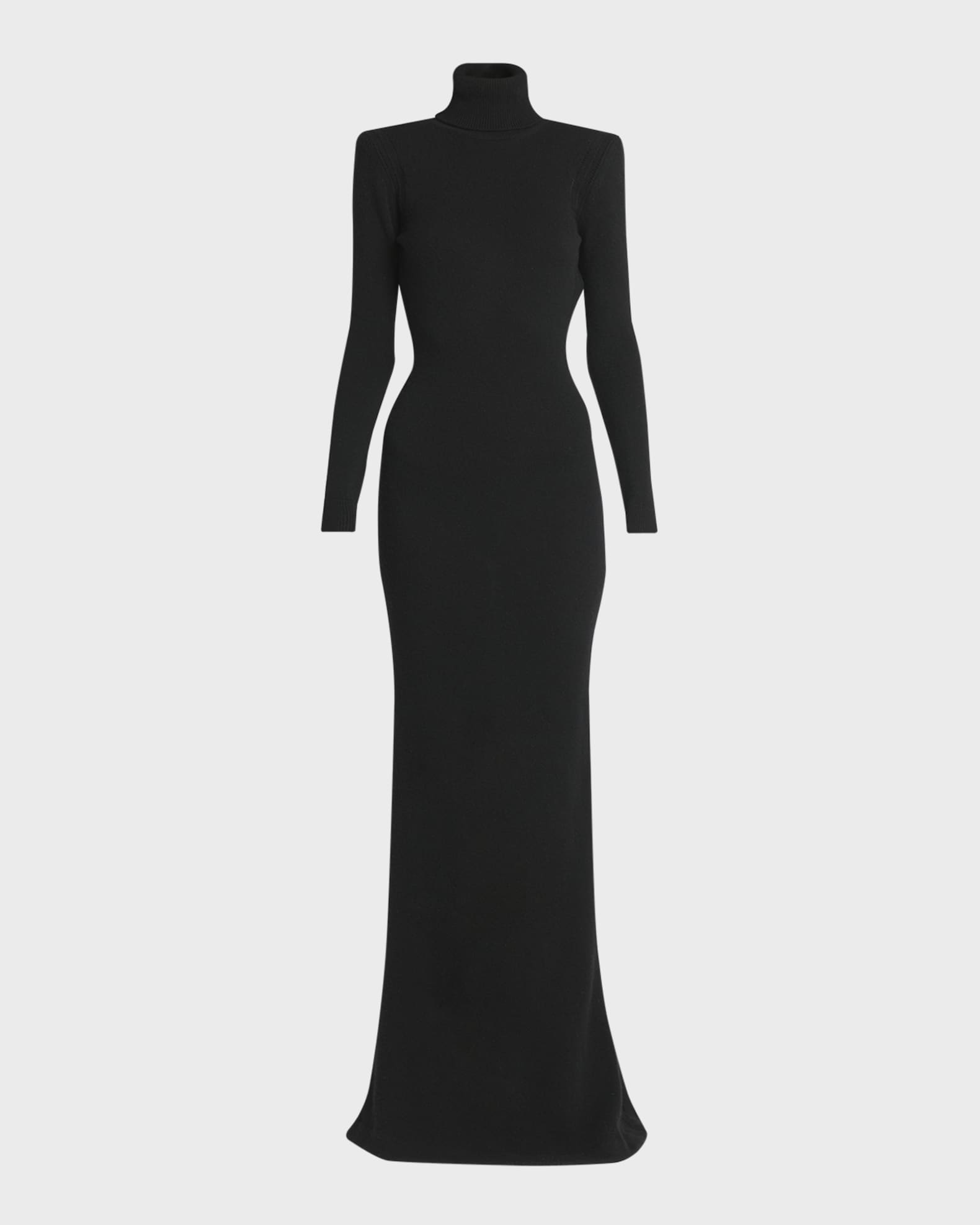 Turtleneck Backless Soft Cashmere Maxi Dress 0