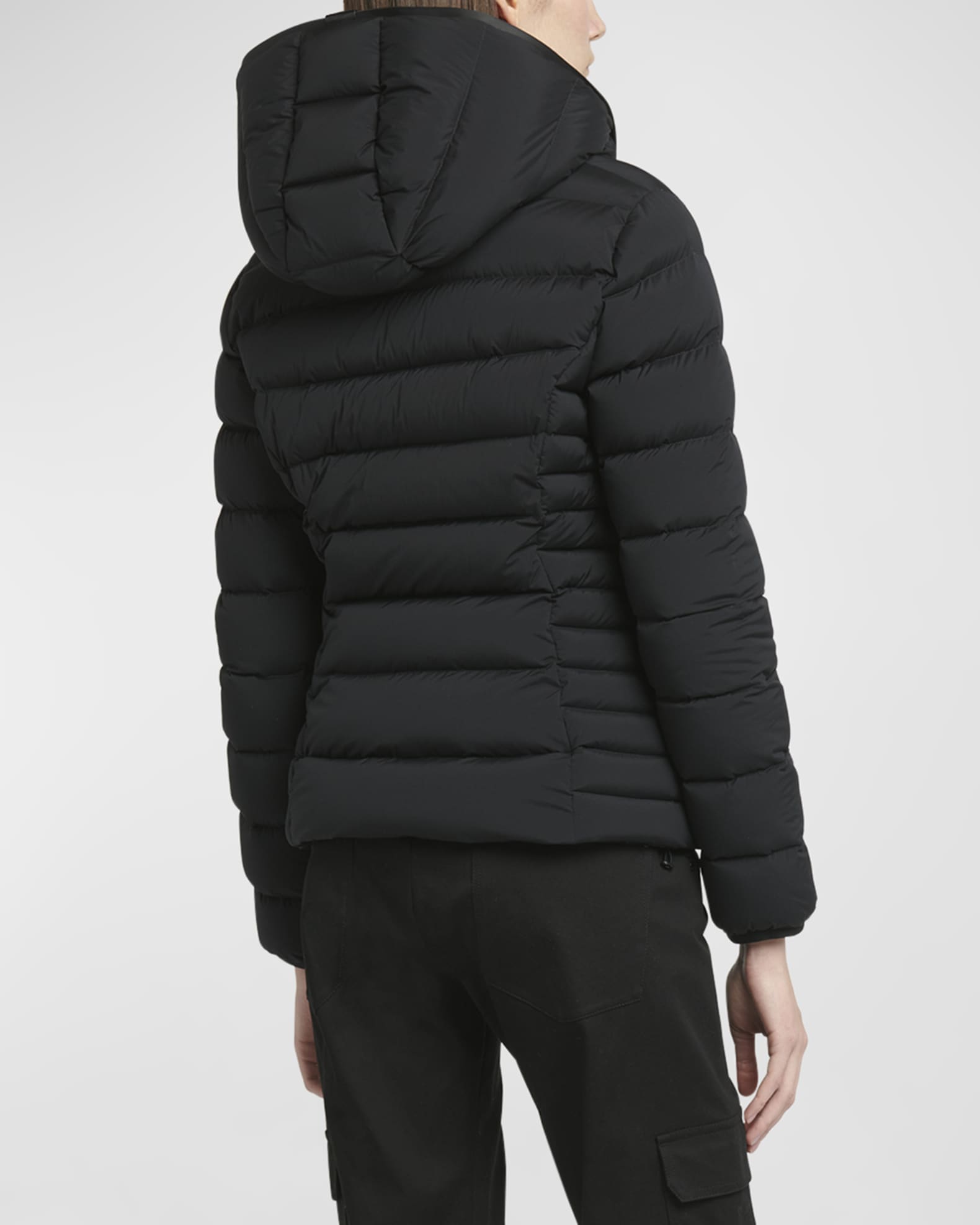 Moncler Herbe Stretch Nylon Hooded Puffer Jacket | Neiman Marcus