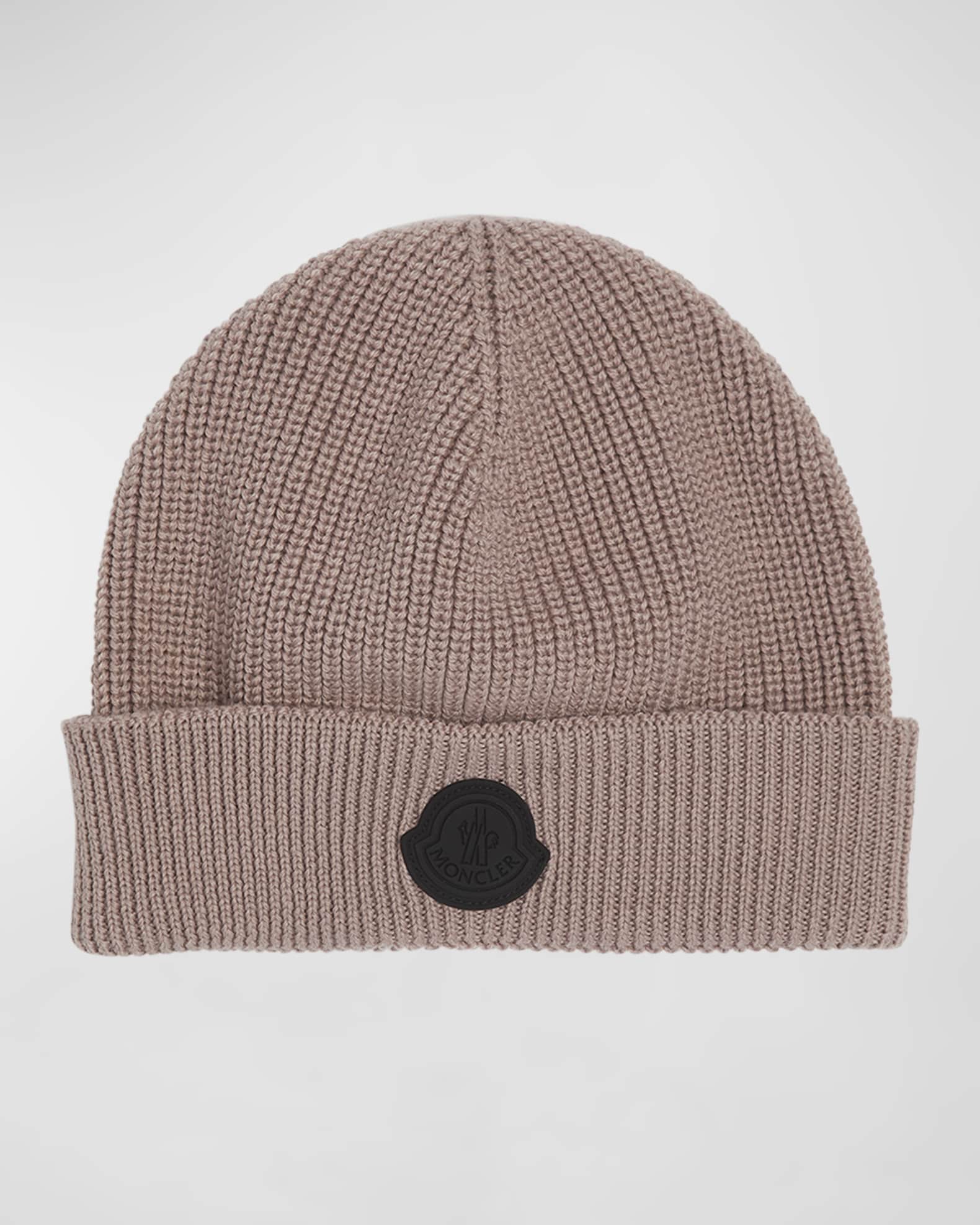 Moncler Wool Ribbed Knit Logo Beanie Neiman Marcus