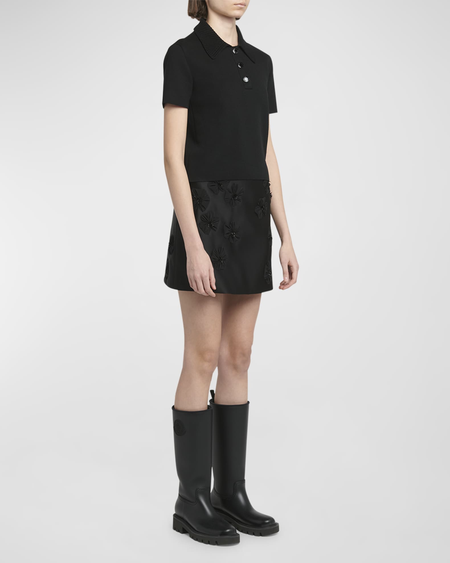Knit Collar Short-Sleeve Polo 1