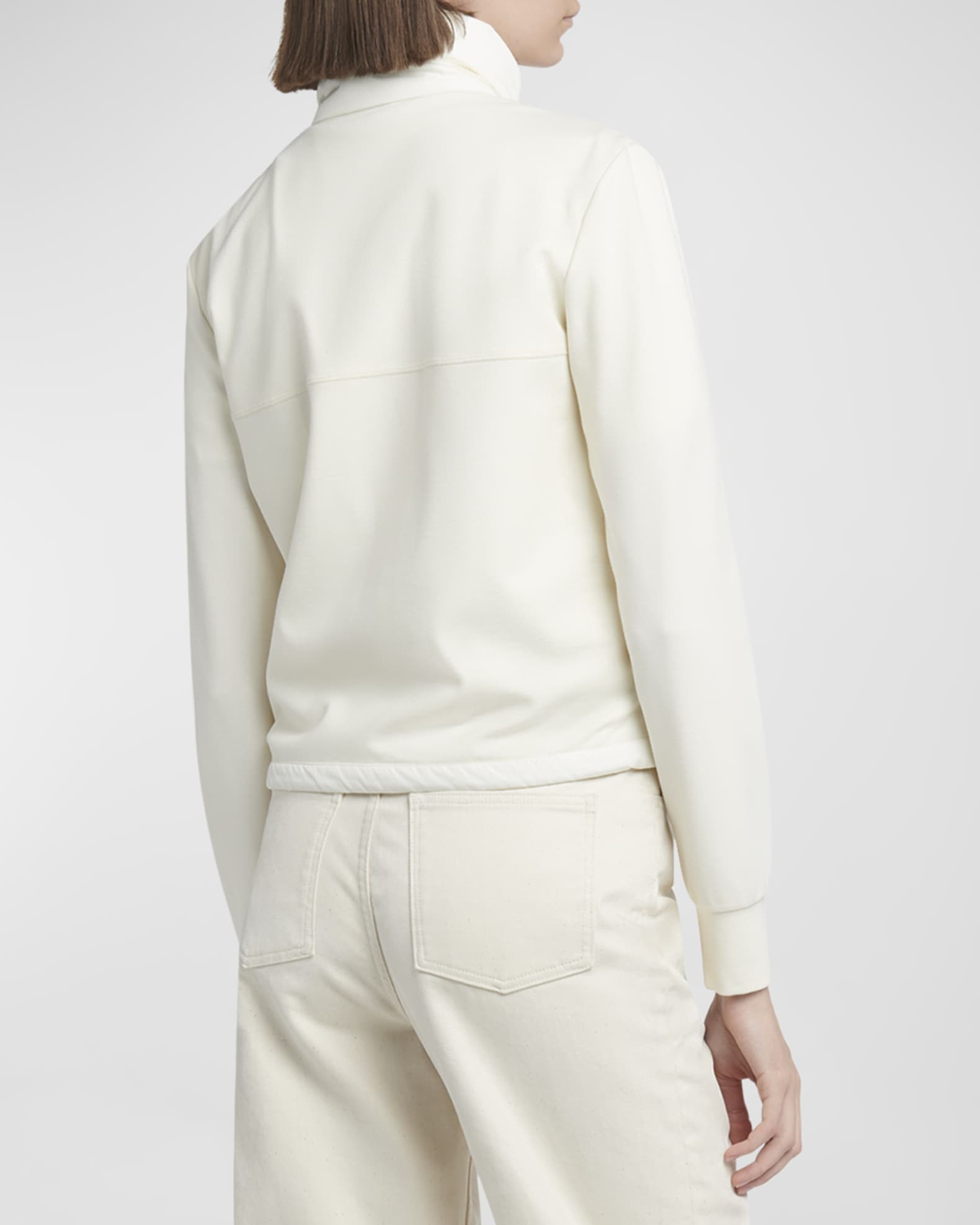 Quilted Nylon Zip-Up Cardigan