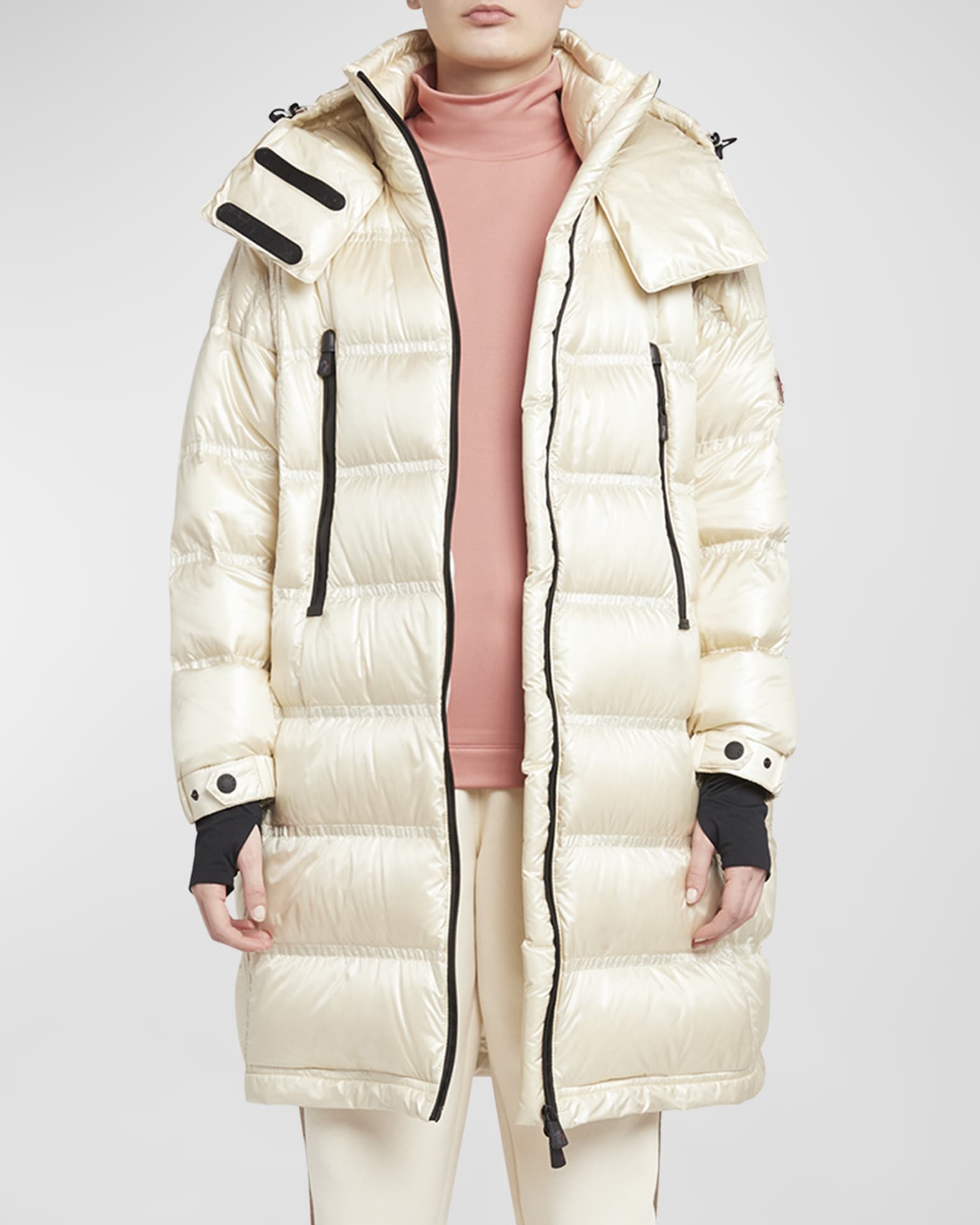 Moncler Women s Rochelairs Down Long Parka Natural Parka Jackets