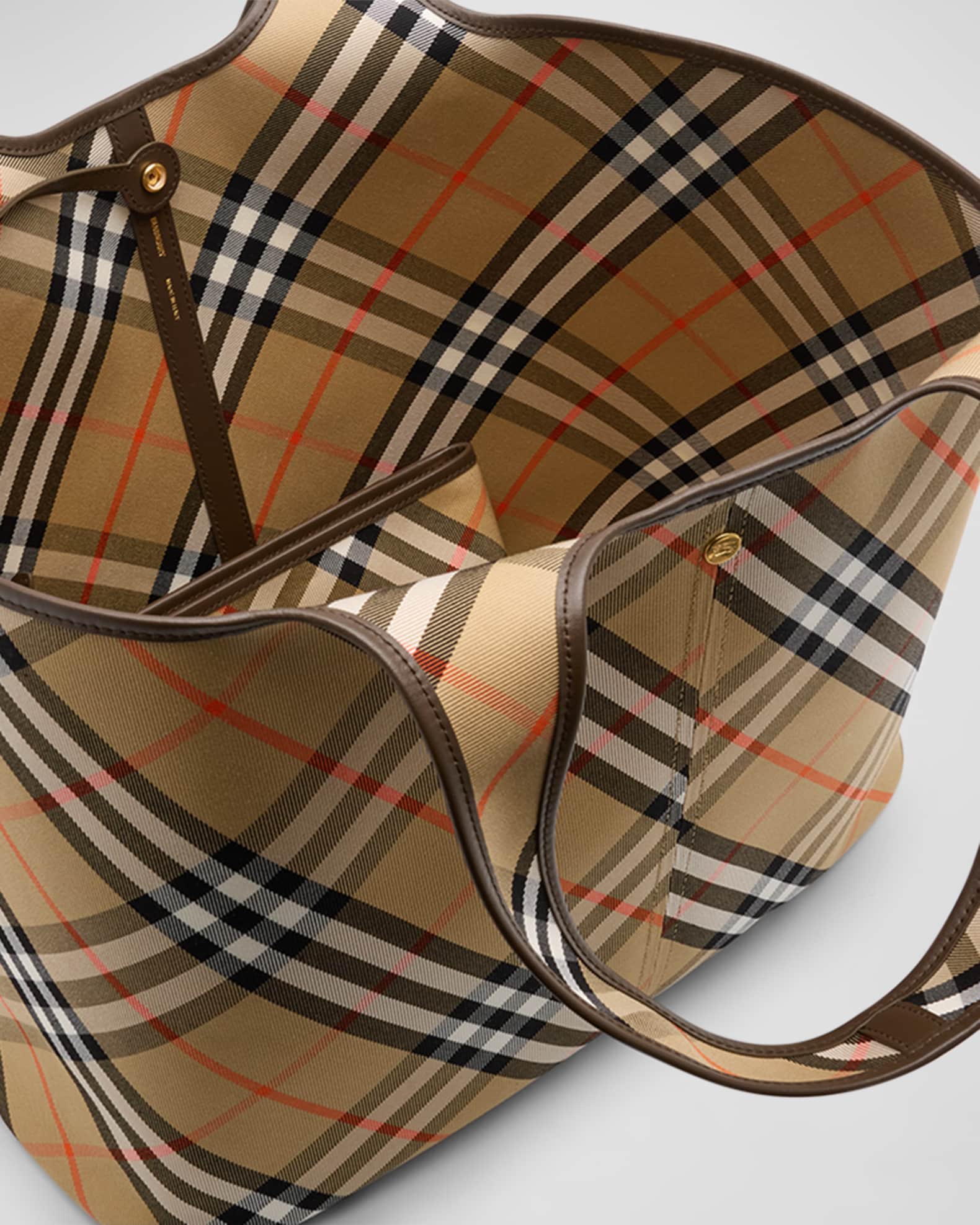 Burberry Medium East West Check Tote Bag Neiman Marcus