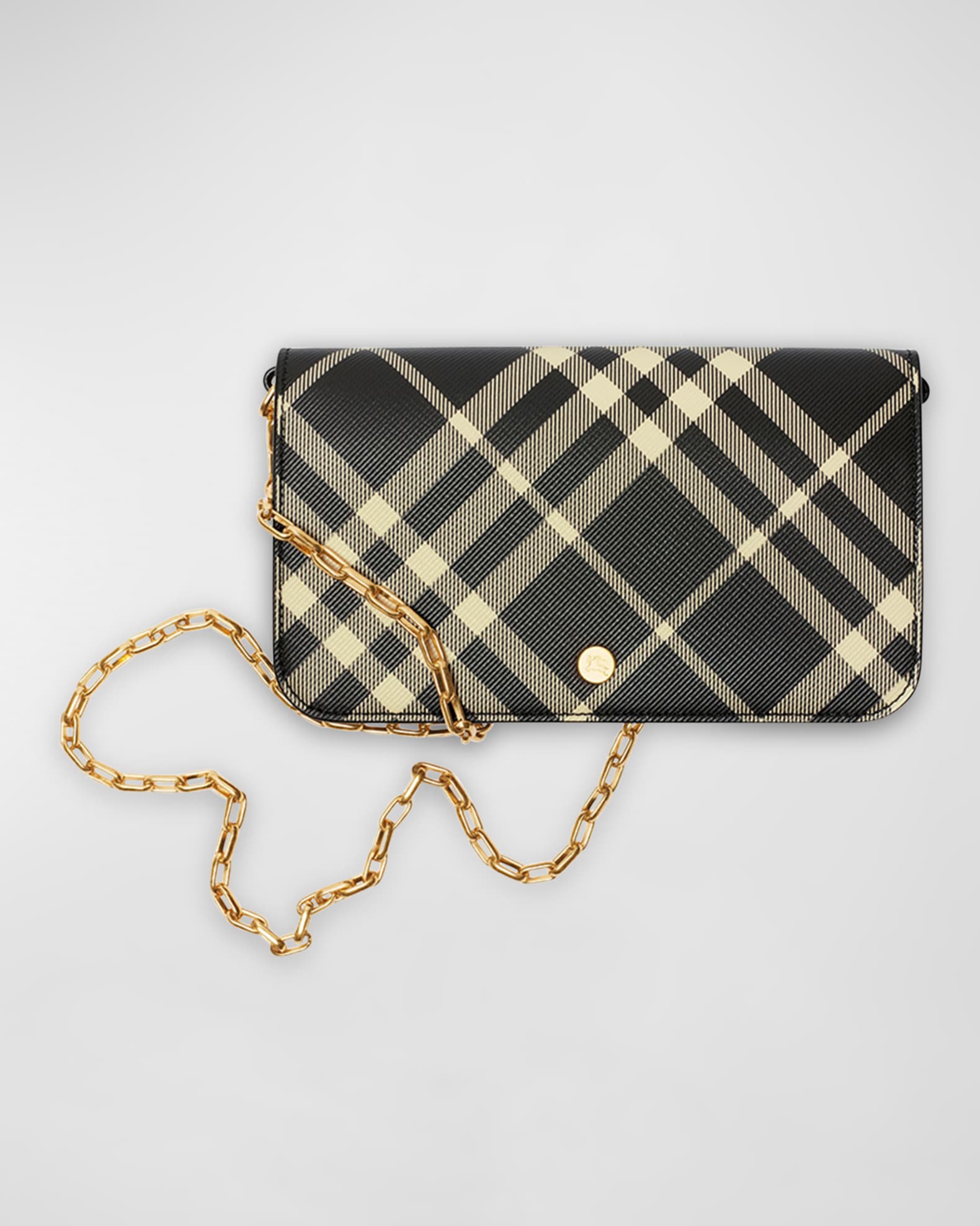 Burberry vintage check and leather wallet with chain shop