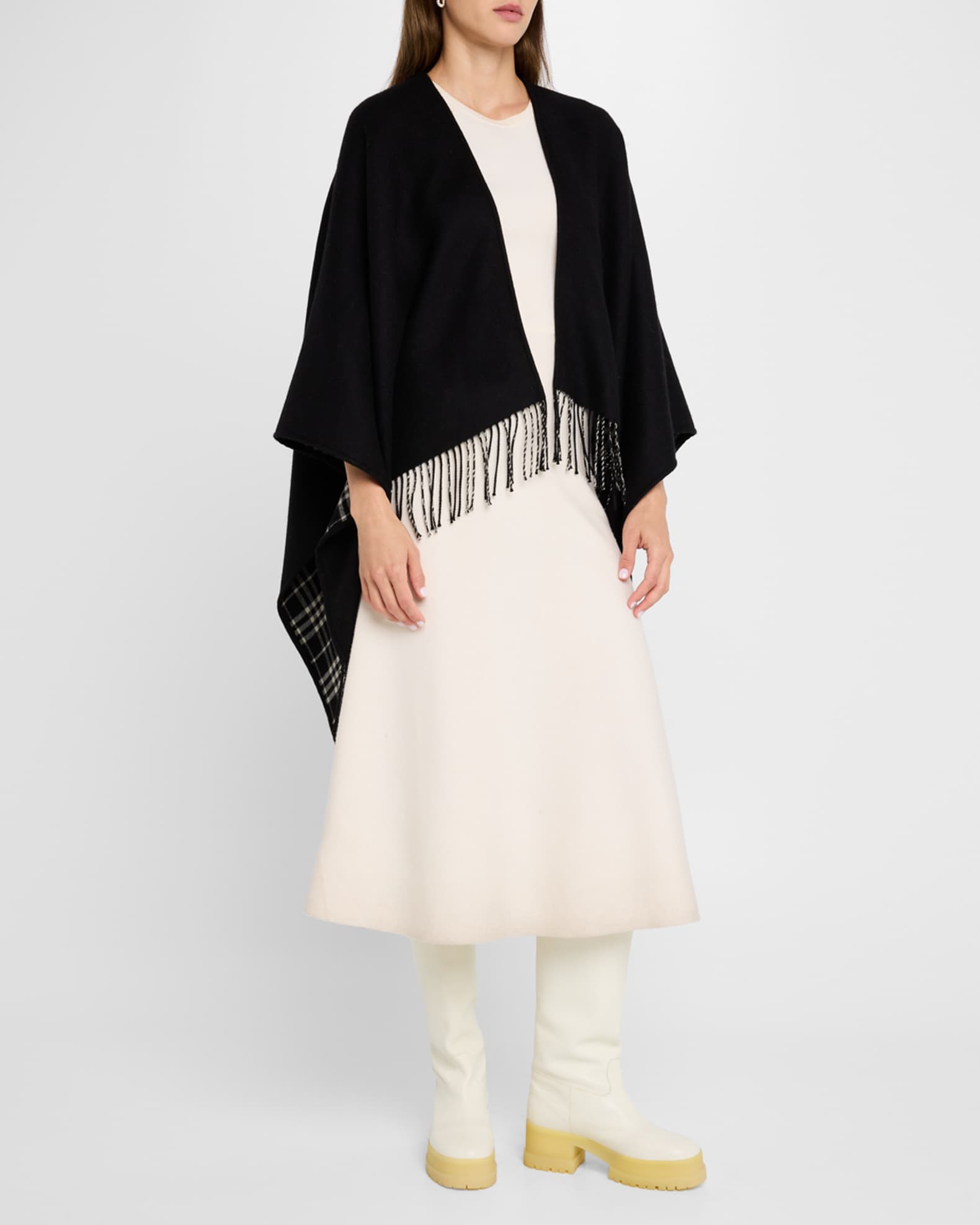 Charlotte Check Wool Cape 1