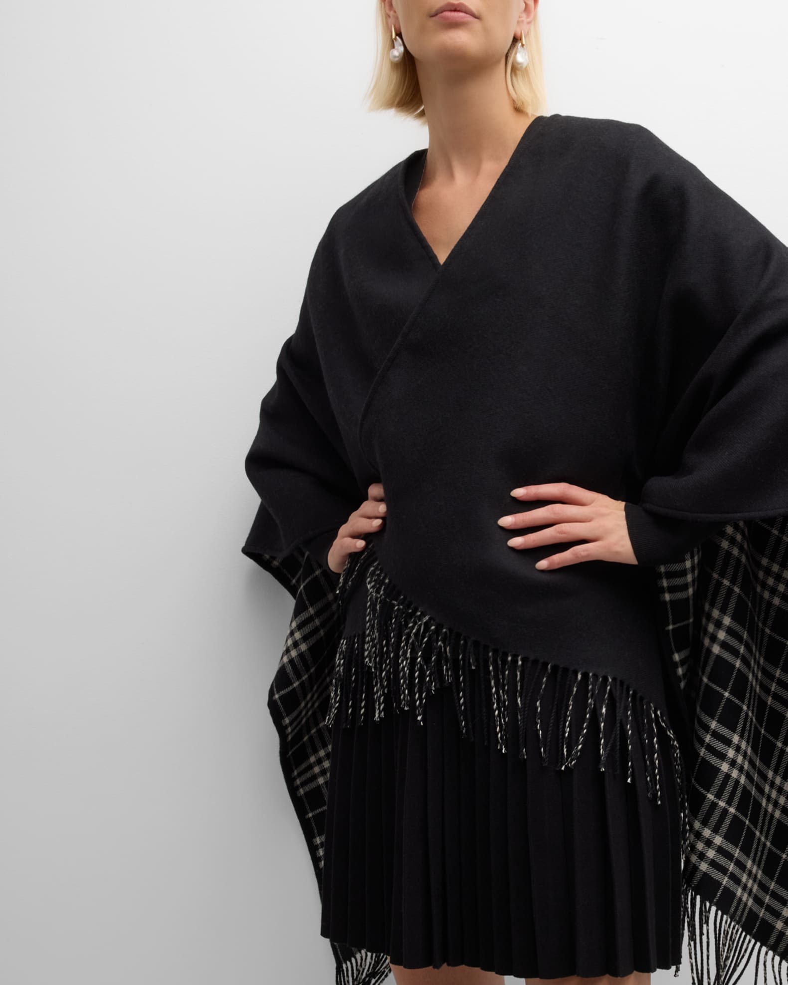 Burberry Charlotte Check Wool Cape | Neiman Marcus