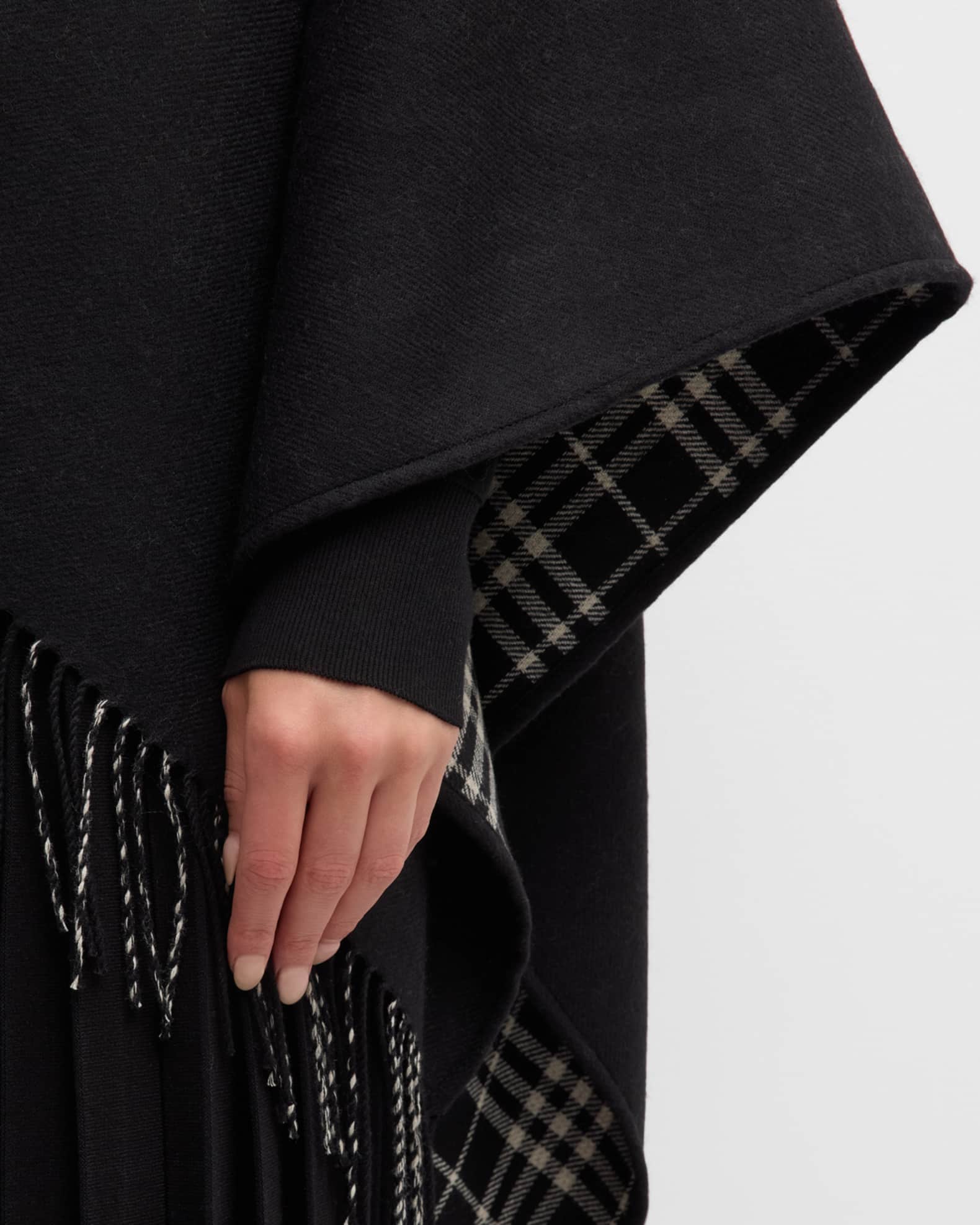 Burberry Charlotte Check Wool Cape | Neiman Marcus