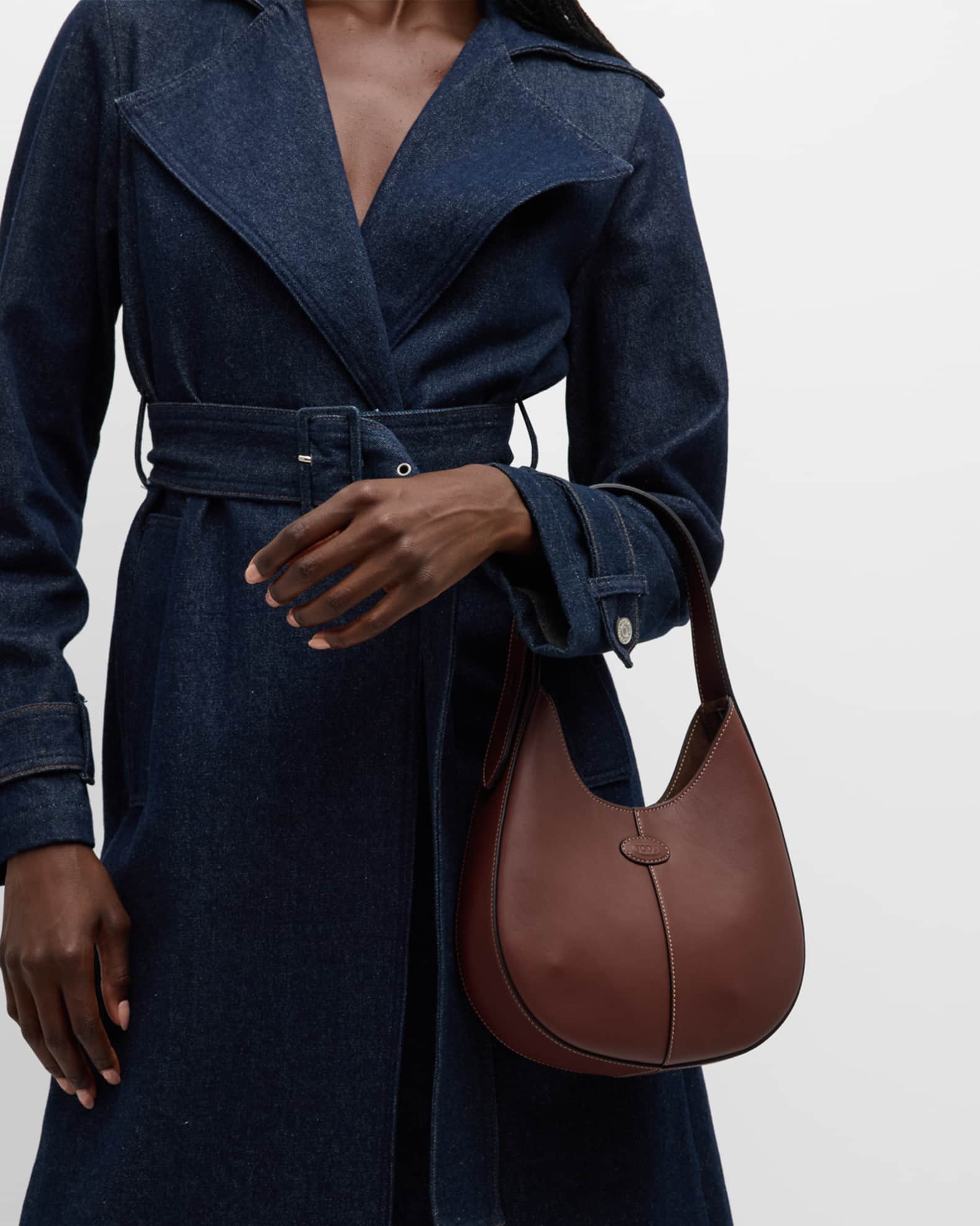 ショルダーバッグ・ポシェット TODS DI BAG SMALL LEATHER HOBO BAG Woman BLUE Tod's Di Bag Hobo in Leather Small