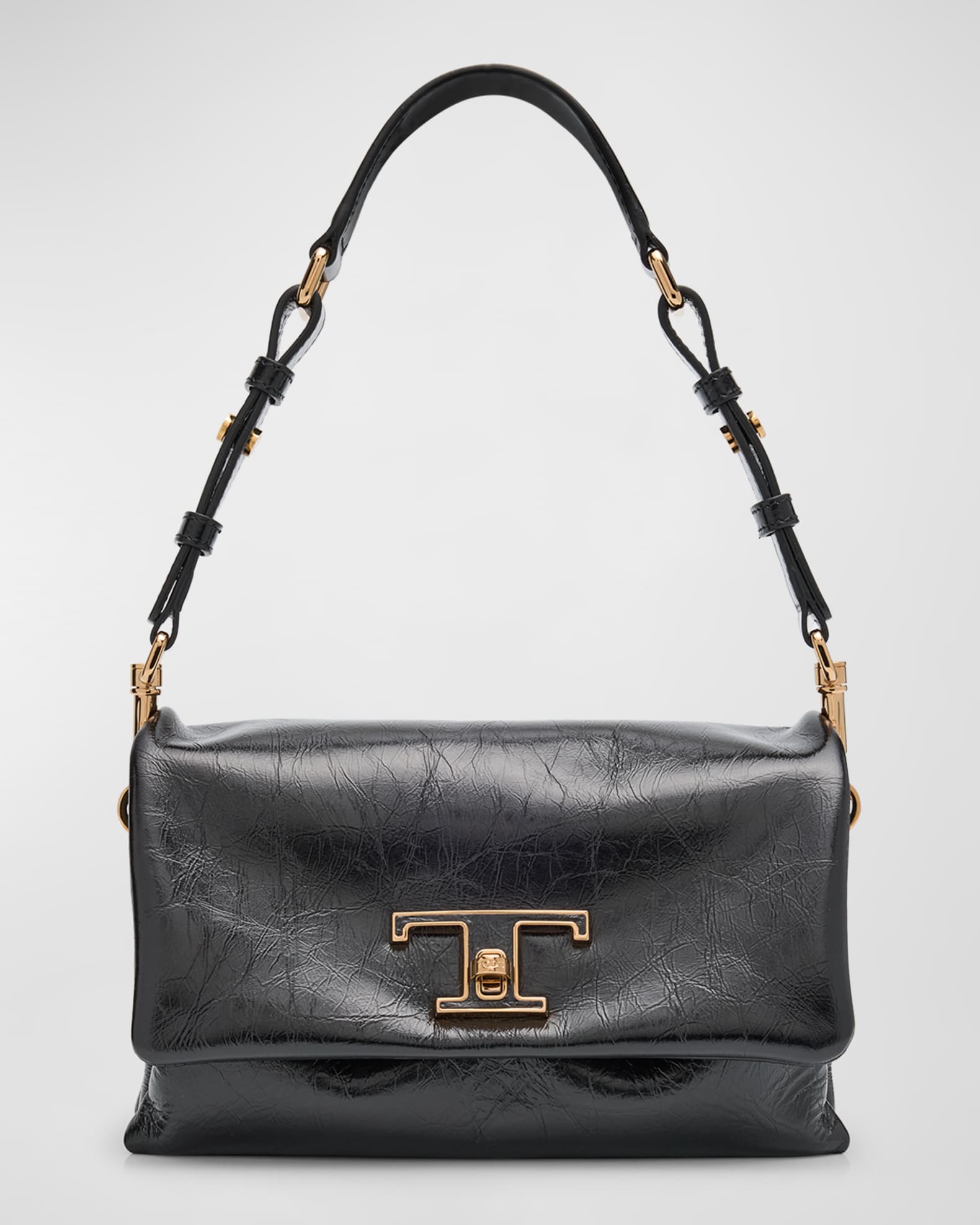 Mini Flap Crinkled Leather Shoulder Bag 0