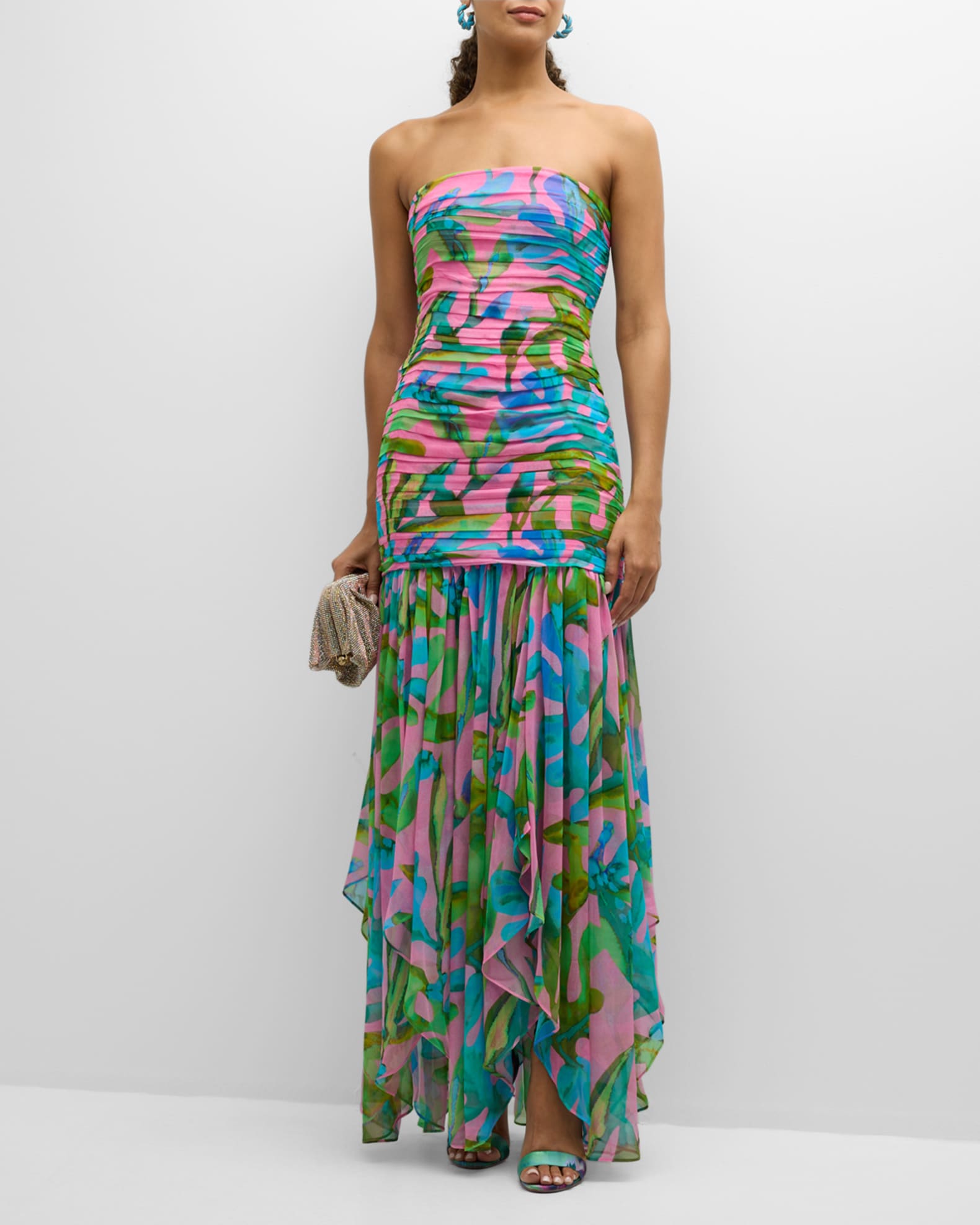 Retrofete Teryn Silk Chiffon Strapless Maxi Dress | Neiman Marcus