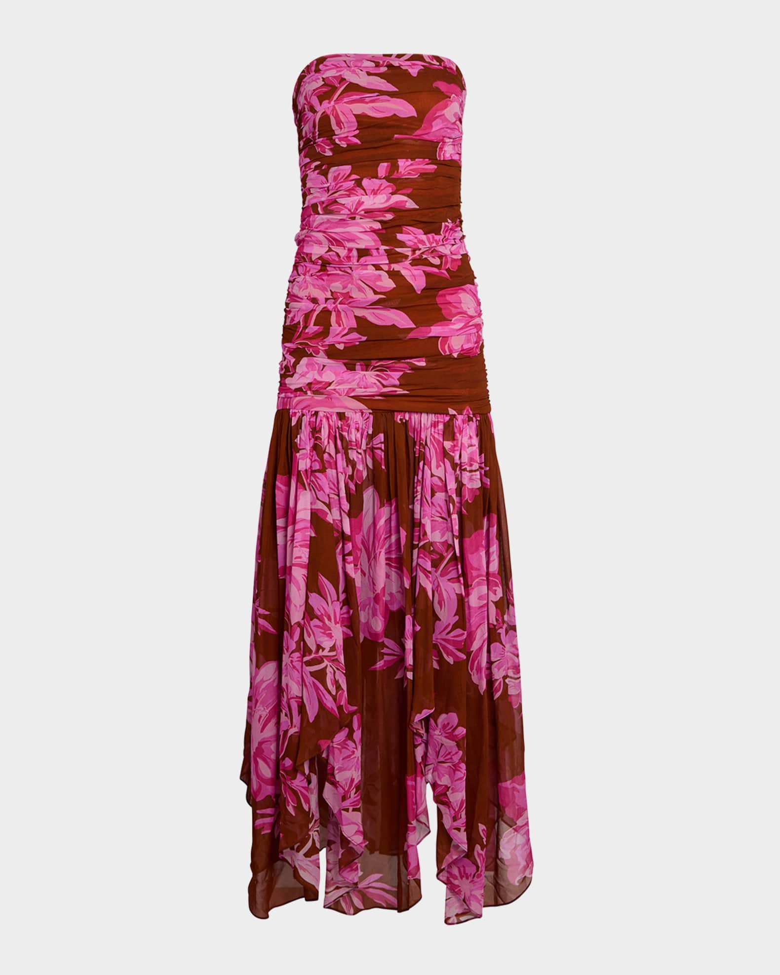 Teryn Silk Chiffon Strapless Maxi Dress 0