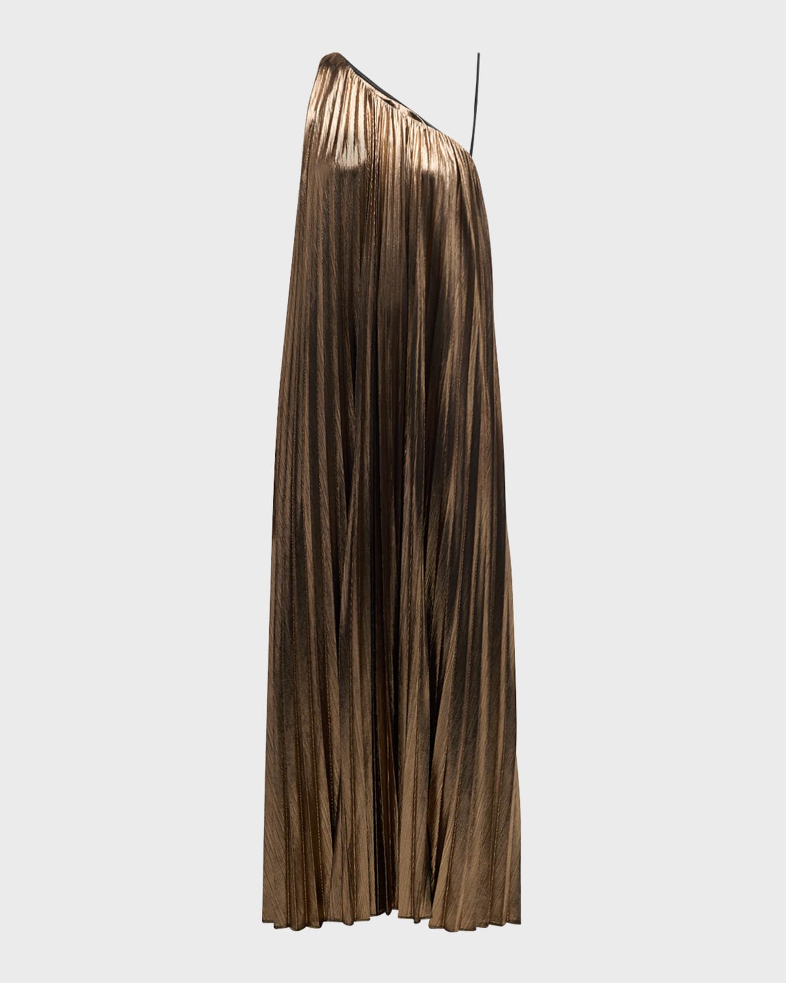 Kensley One-Shoulder Metallic Pleated Maxi Dress 0