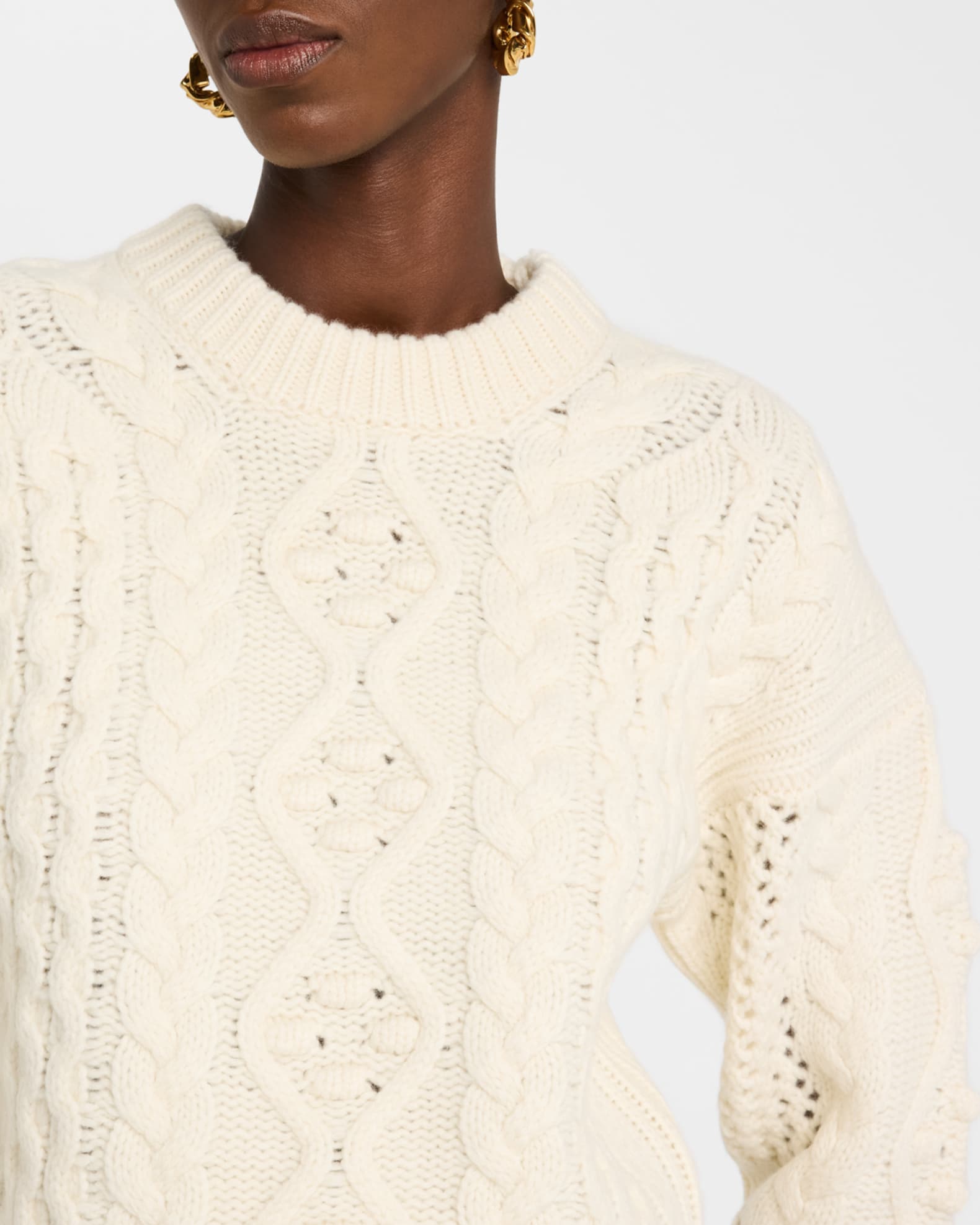 Loulou Studio Eustace Cable Wool Cashmere Sweater Neiman Marcus