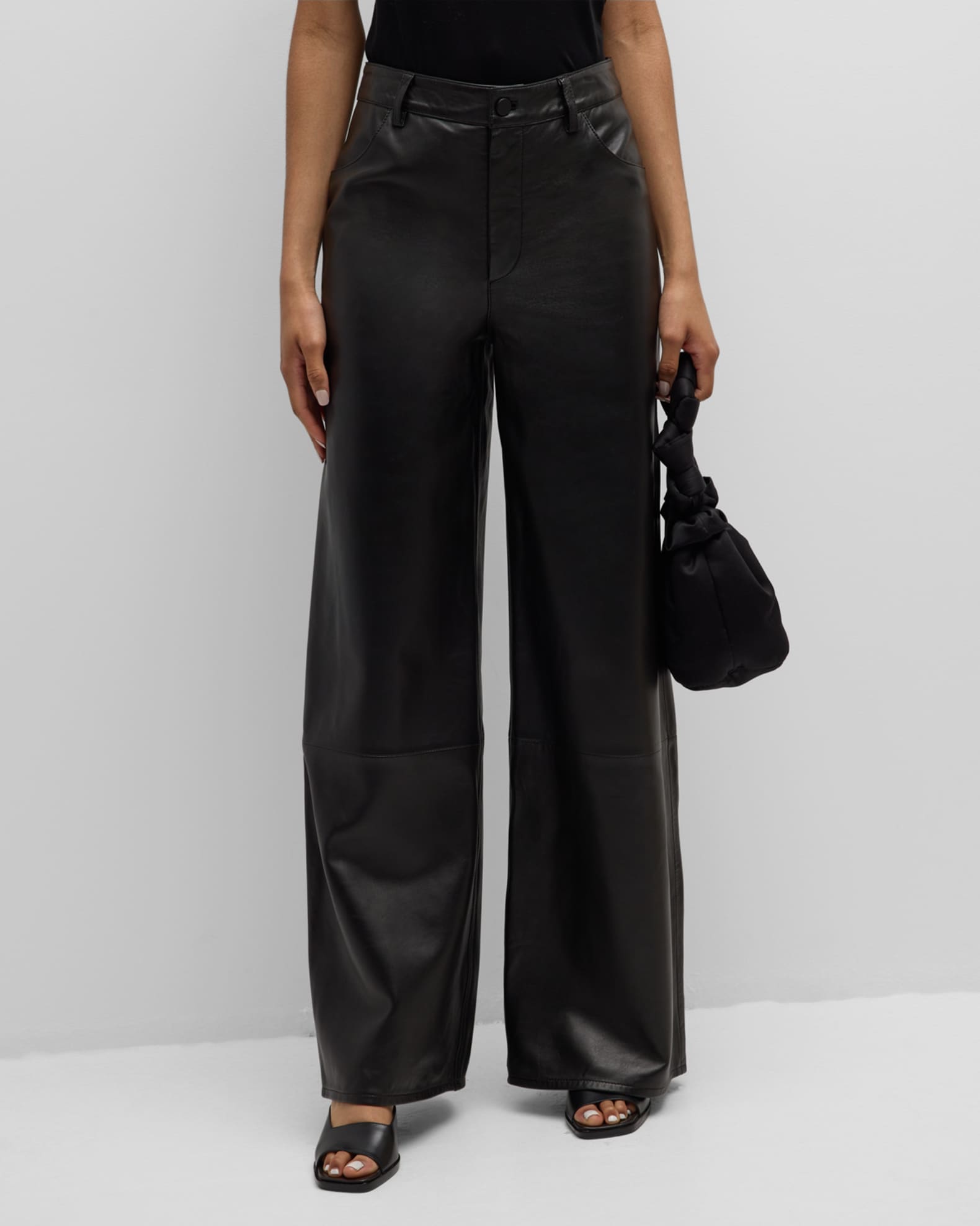Figari Wide-Leg Leather Pants 1
