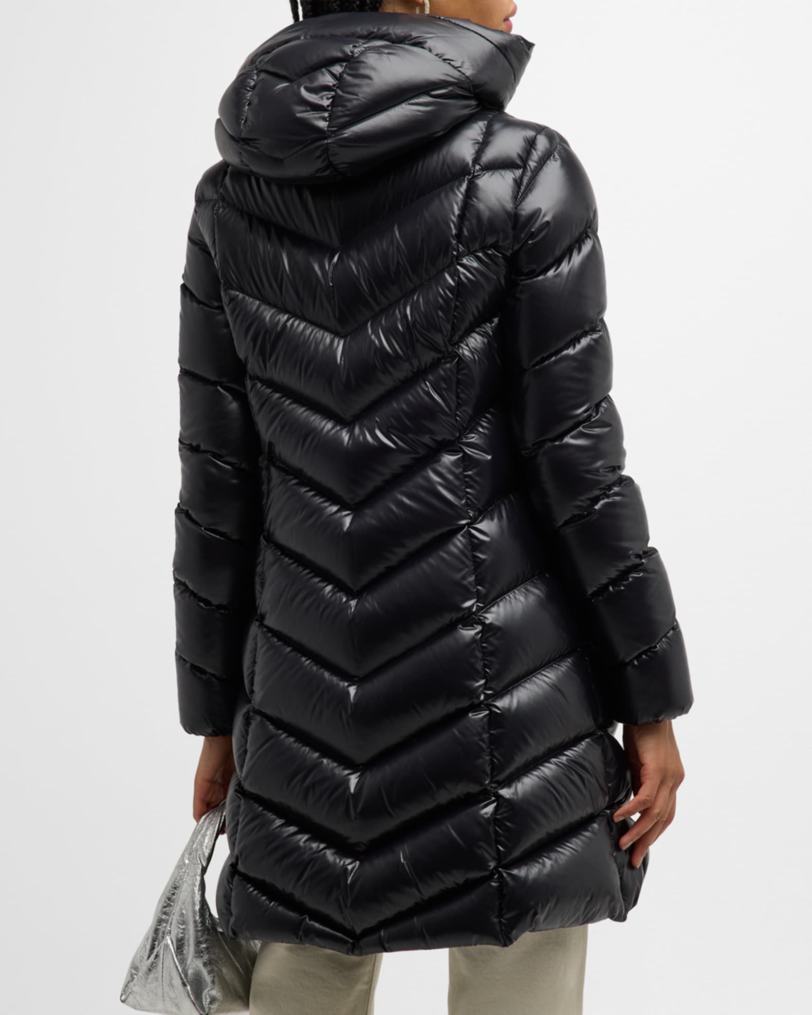Moncler Marus Long Chevron-Quilted Jacket | Neiman Marcus