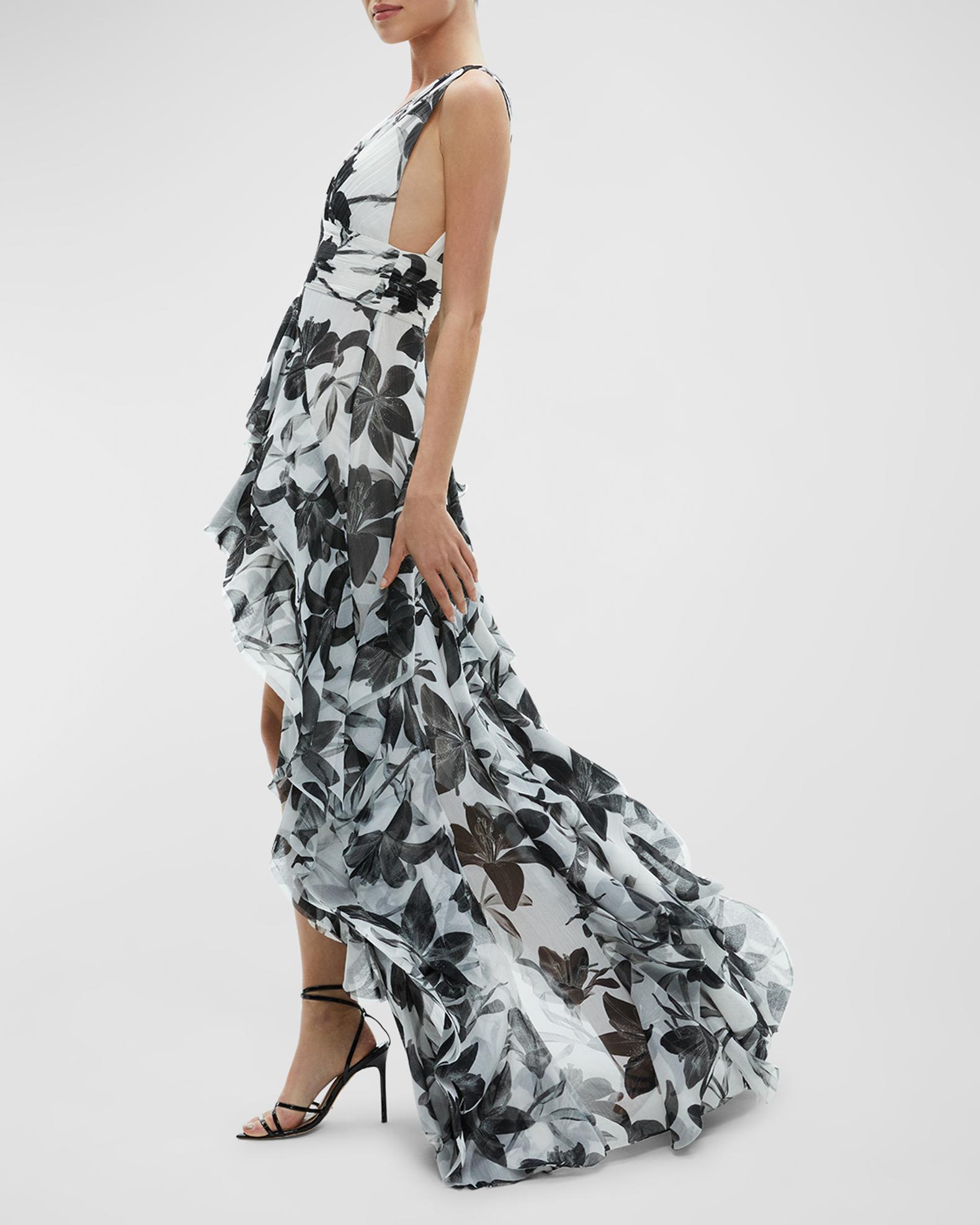 Robe Maxi Alice + Olivia Adalia à Volants Imprimé Floral - Taille XS - Neuf Sans étiquette