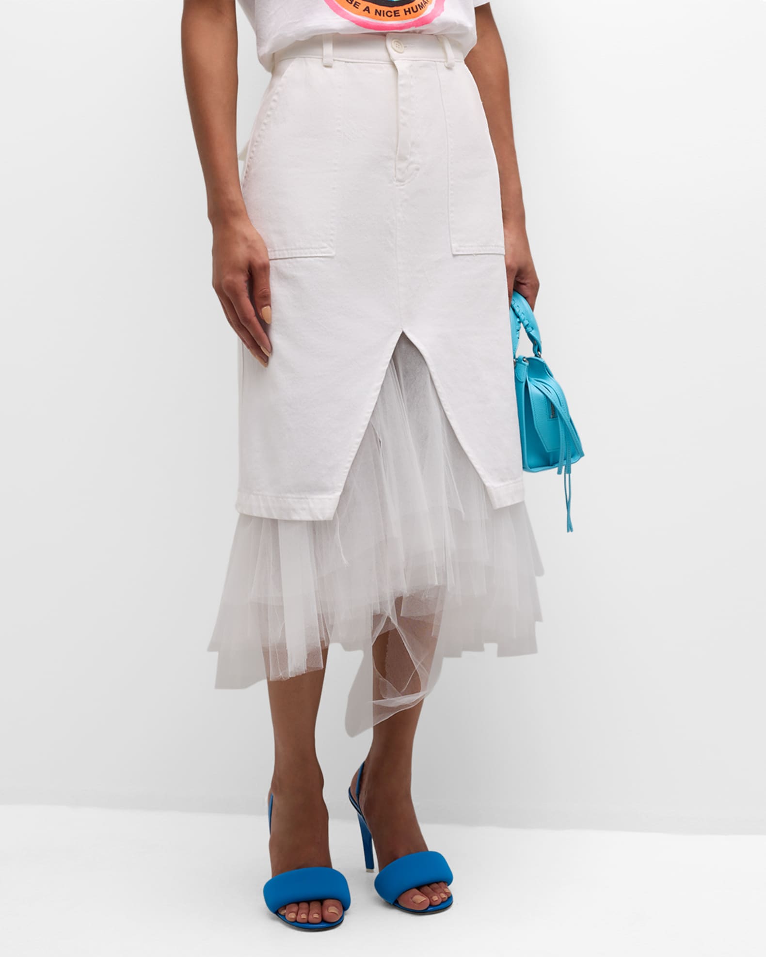 White skirt neiman marcus top