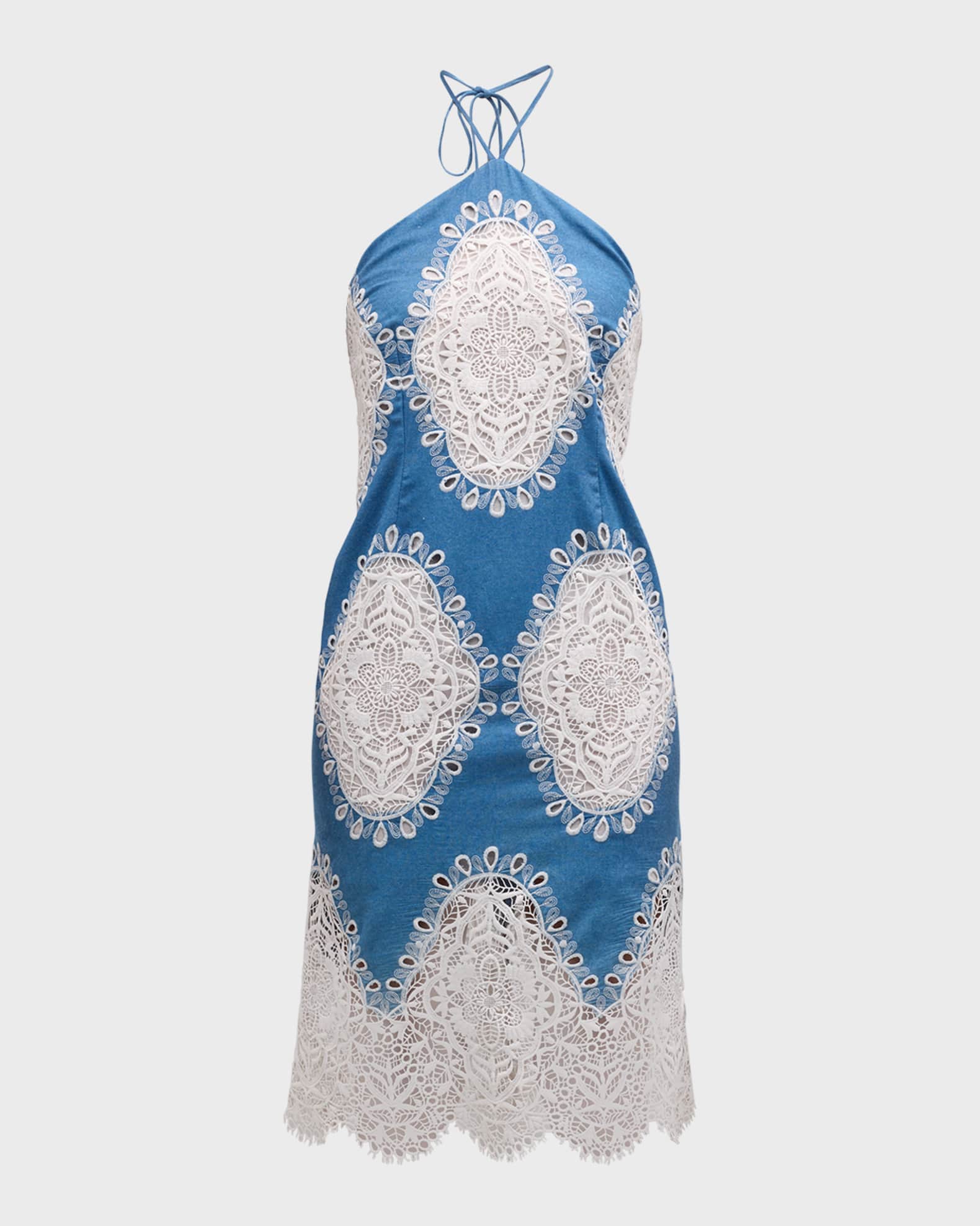 Le Superbe Provence Halter Eyelet Midi Dress