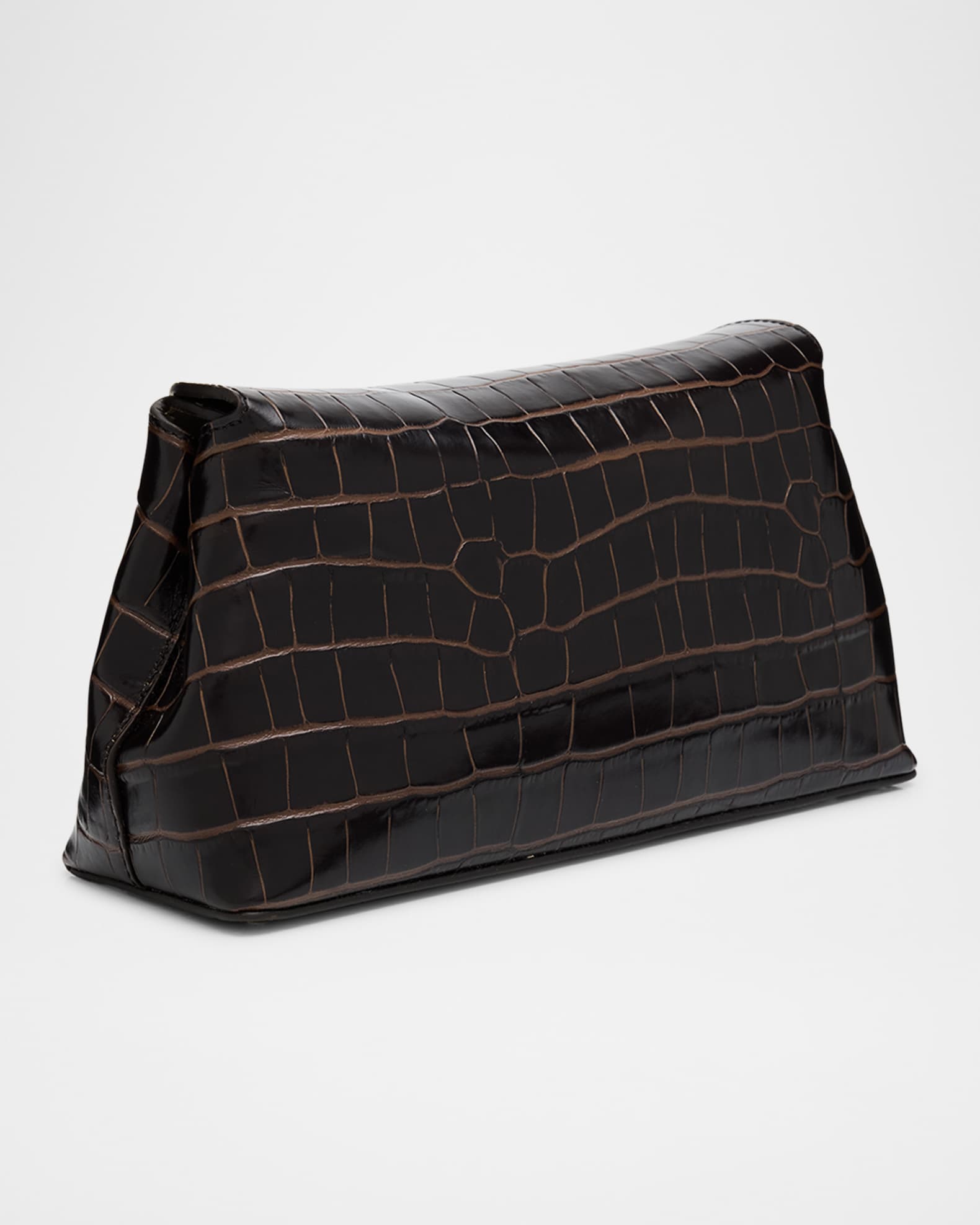 Toteme T-Lock Croc-Embossed Leather Clutch Bag | Neiman Marcus