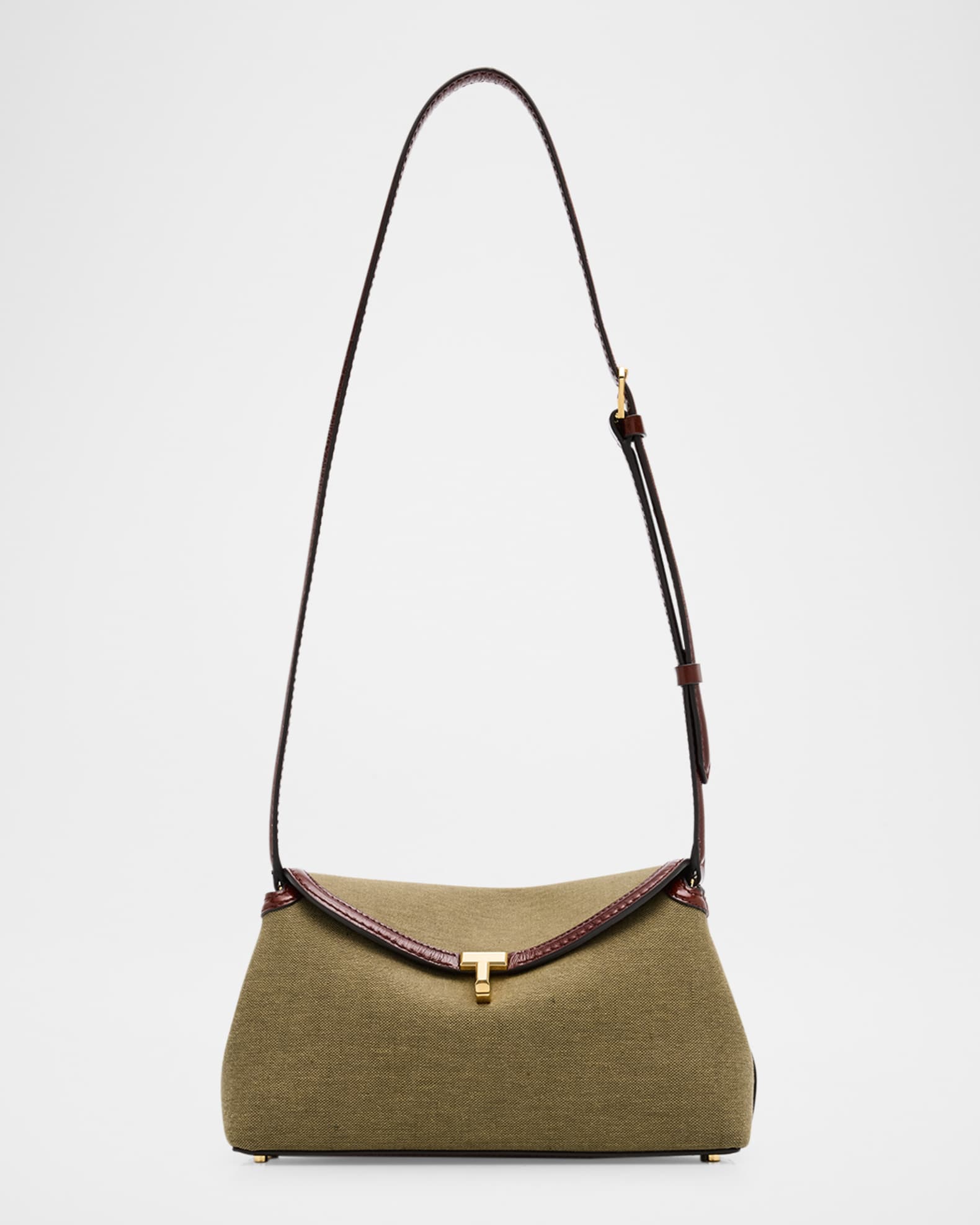 Toteme T-Lock Canvas Clutch Bag | Neiman Marcus