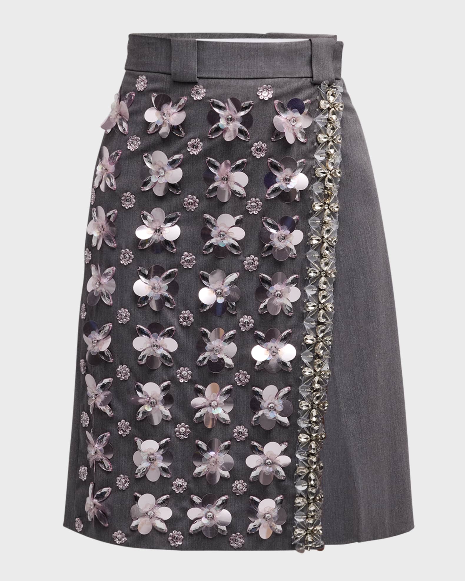 Des Phemmes Embellished Wrap Suiting Skirt