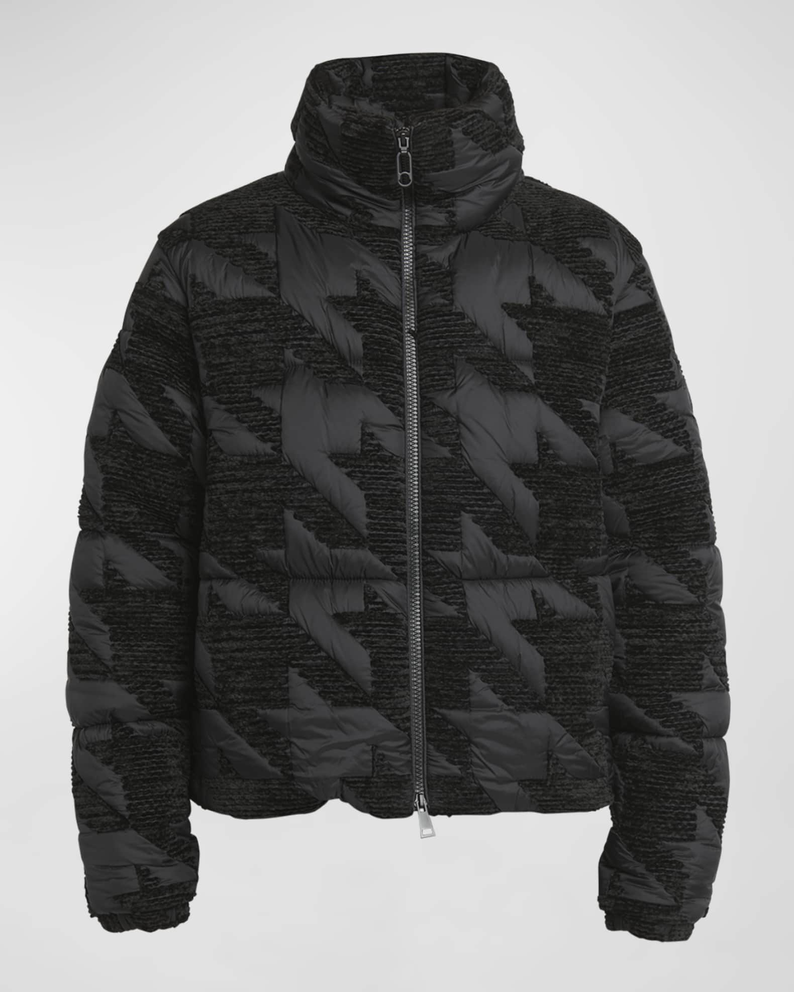 Evandra Embroidered Houndstooth Puffer Jacket 0