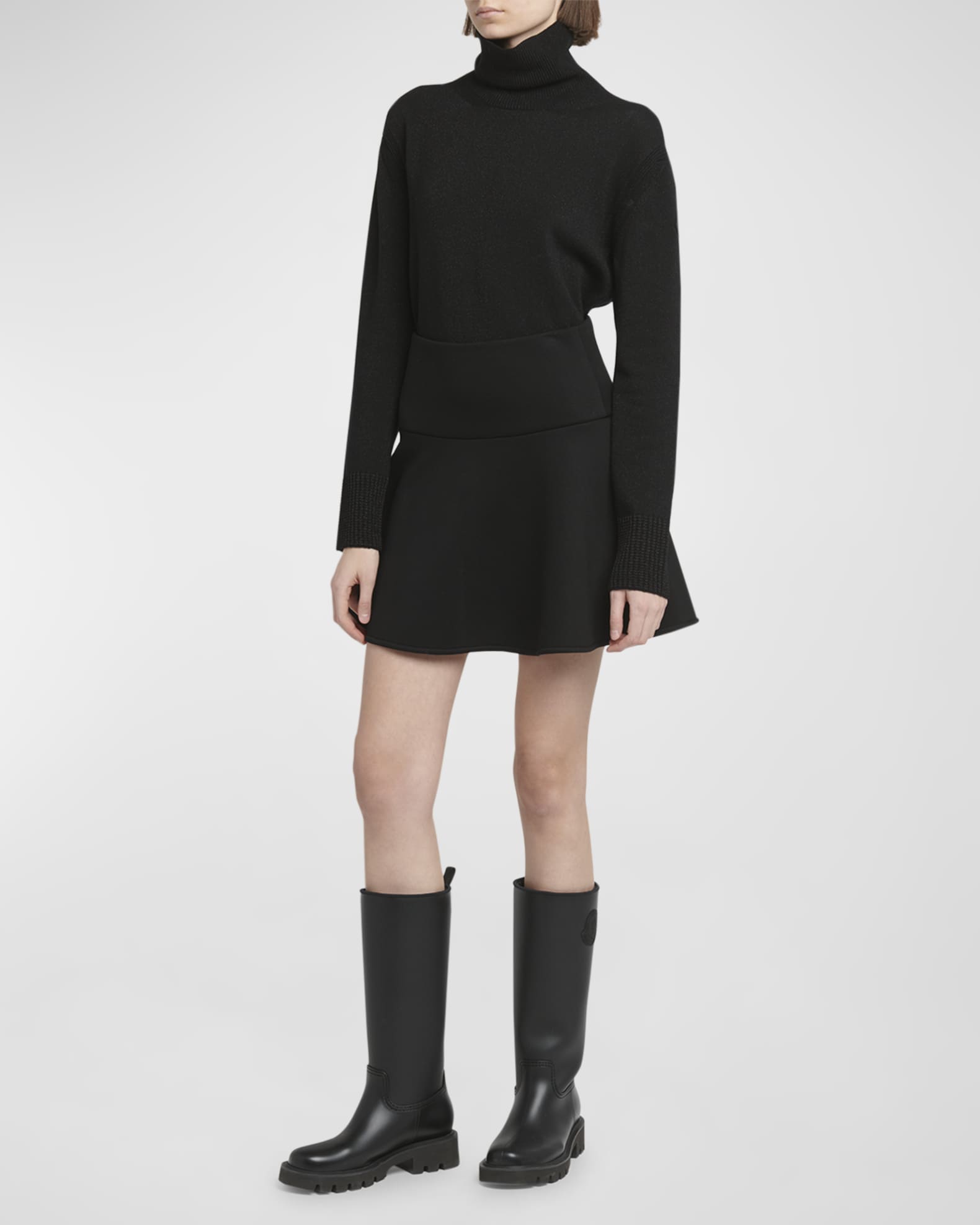 Neoprene Lined Flared Mini Skirt