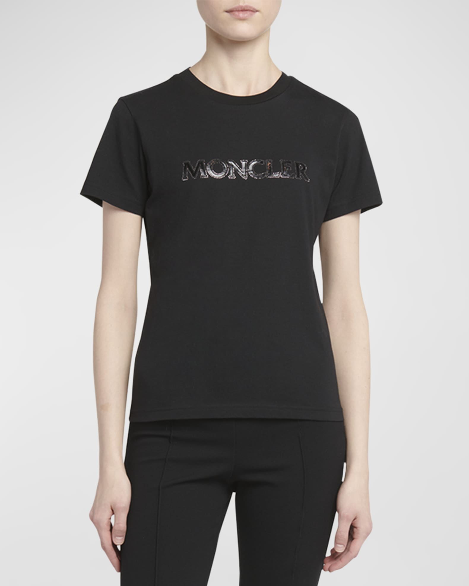 Moncler Logo Embroidered Cotton T-Shirt | Neiman Marcus