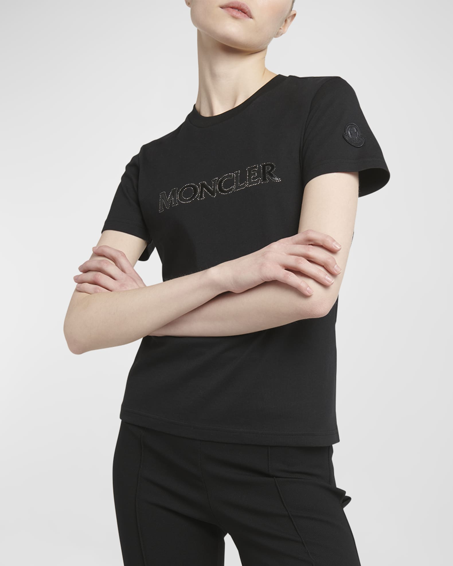 Moncler Logo Embroidered Cotton T-Shirt | Neiman Marcus