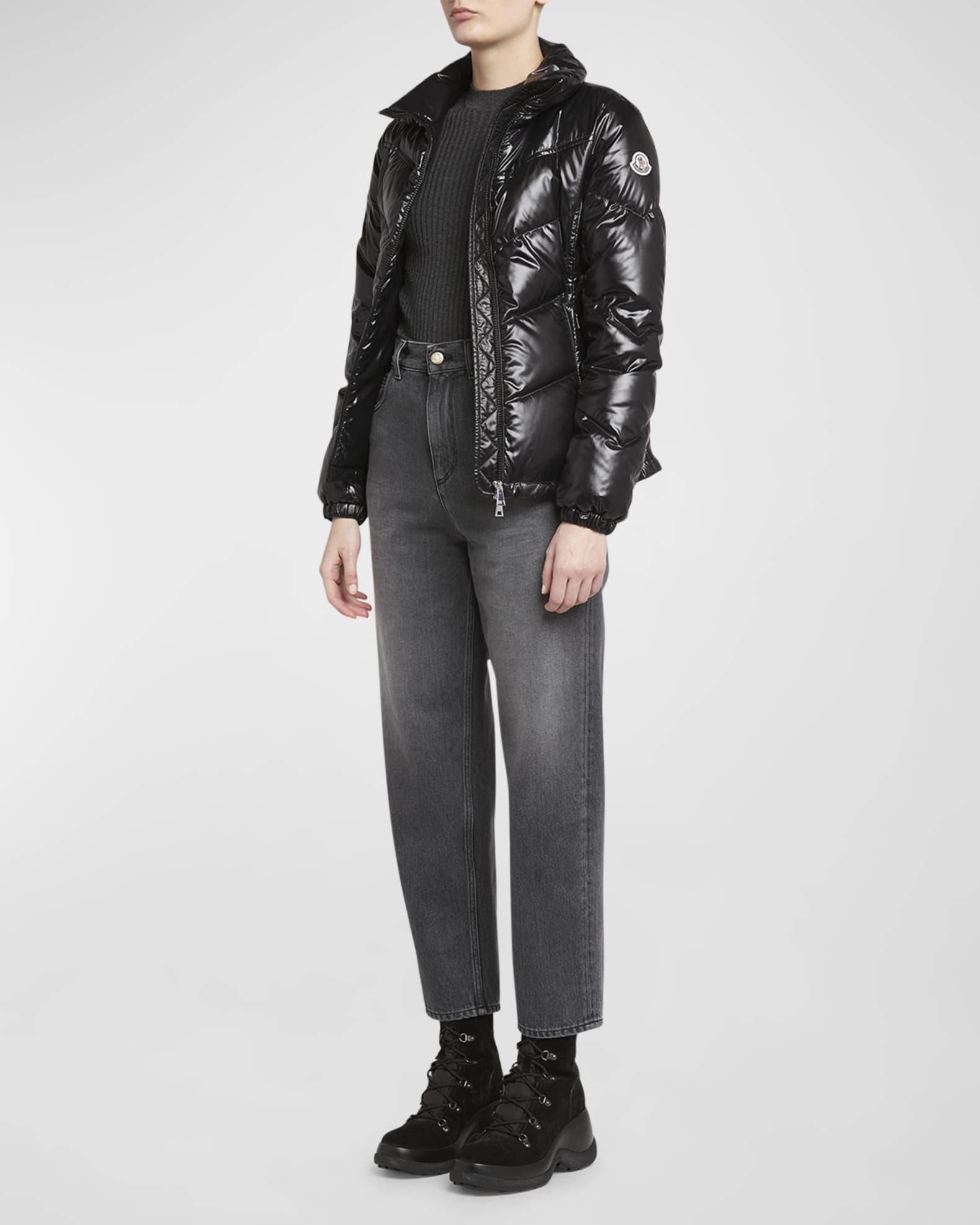Gast Glossy Nylon Chevron Quilted Jacket