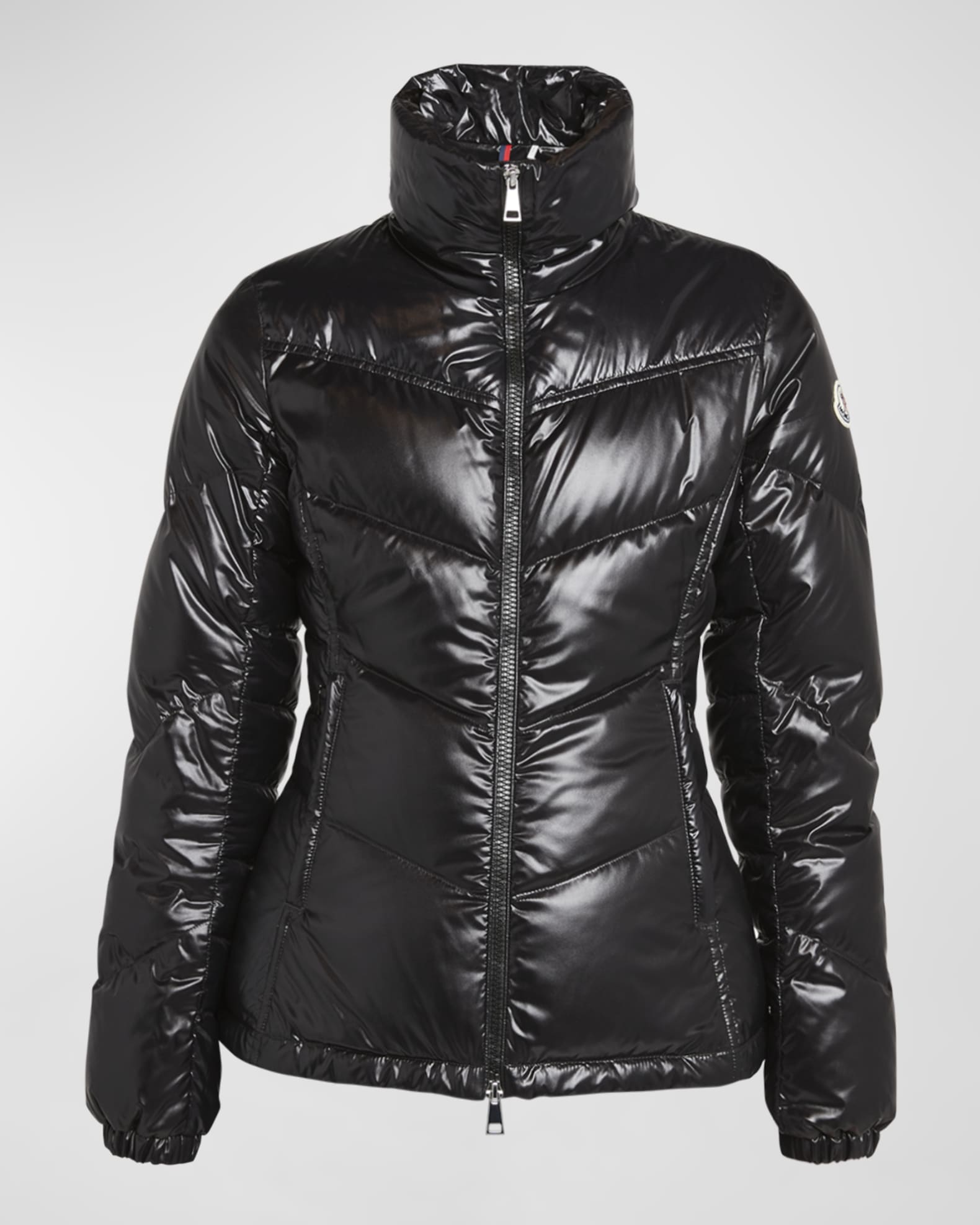 Moncler Gast Glossy Nylon Chevron-Quilted Jacket | Neiman Marcus