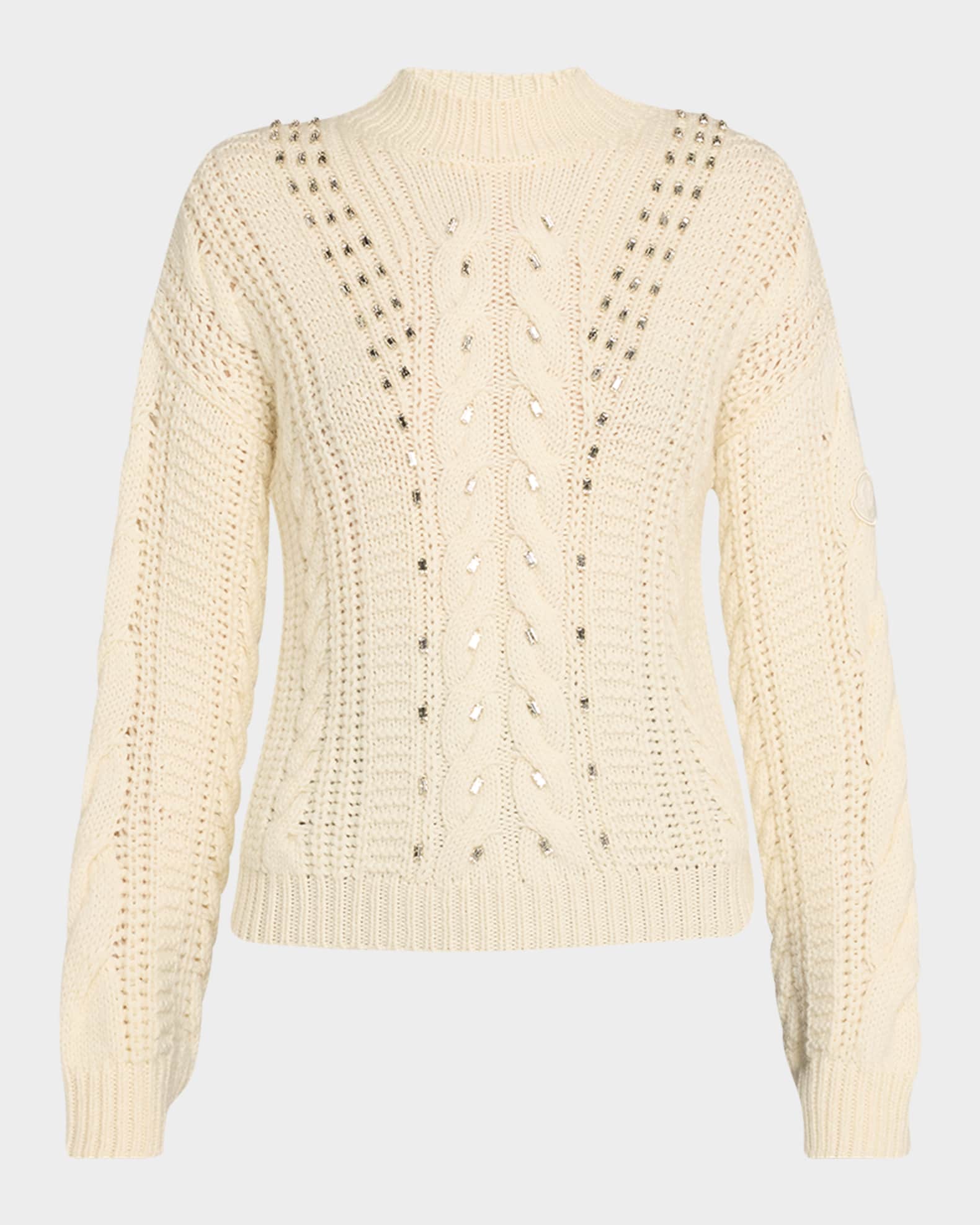 Embellished Wool Cable-Knit Sweater  0