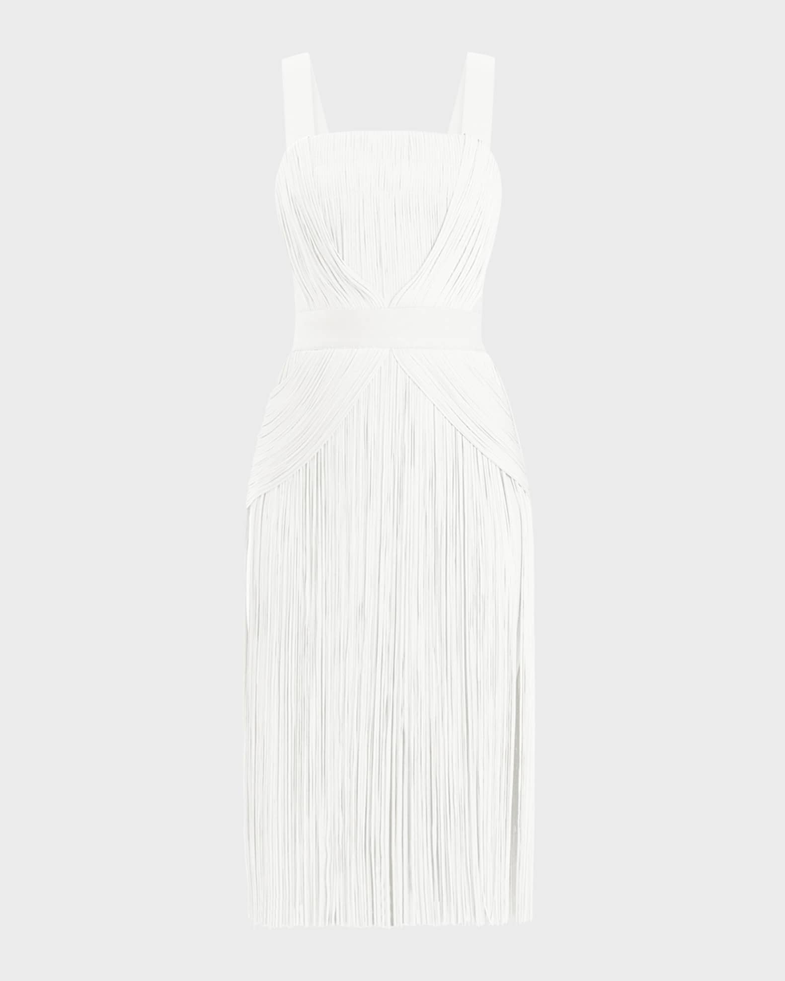 Herve Leger Draped Fringe Midi Dress