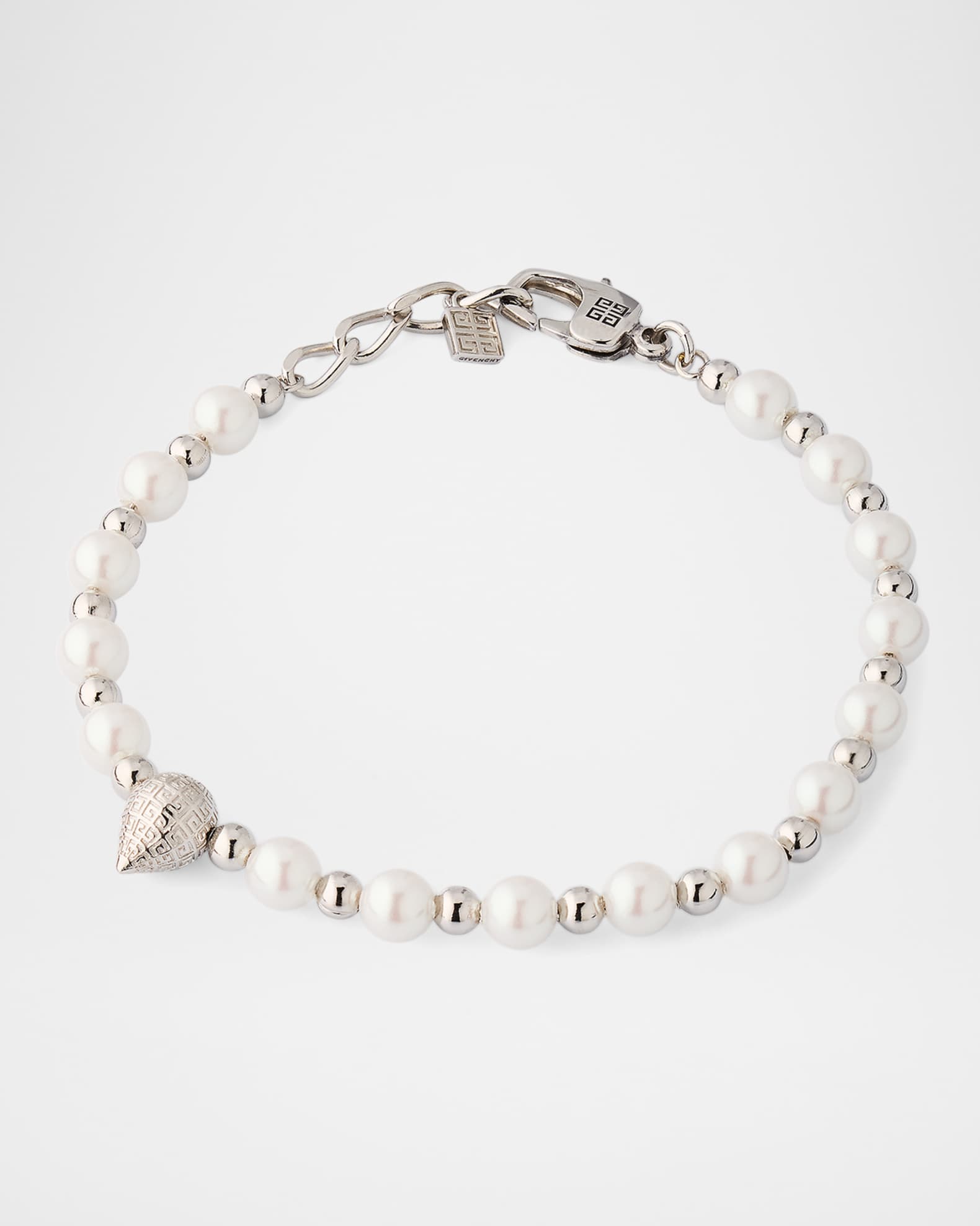 Givenchy Men's G-Stud Pearly and Silvery Bracelet | Neiman Marcus