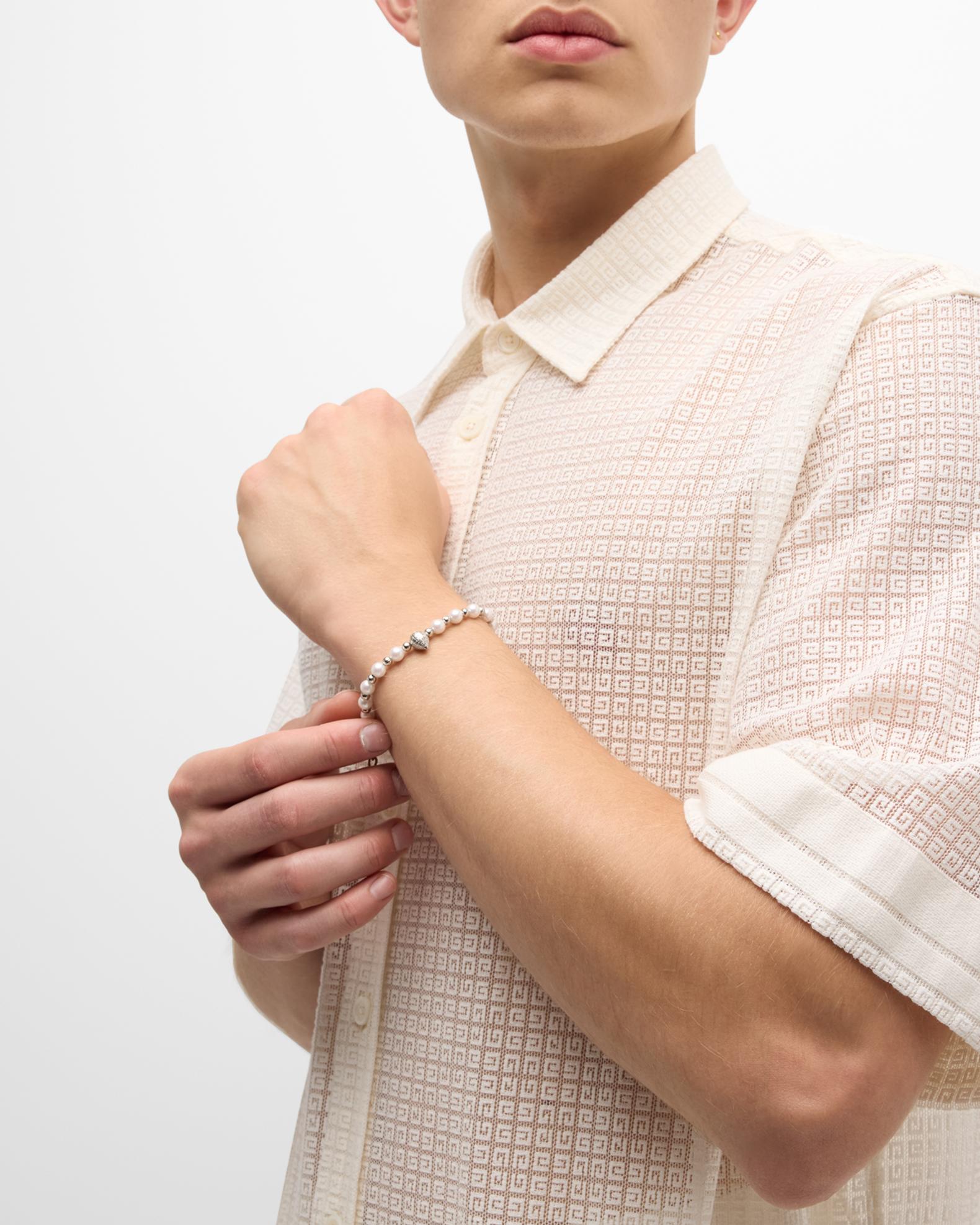 Givenchy Men's G-Stud Pearly and Silvery Bracelet | Neiman Marcus
