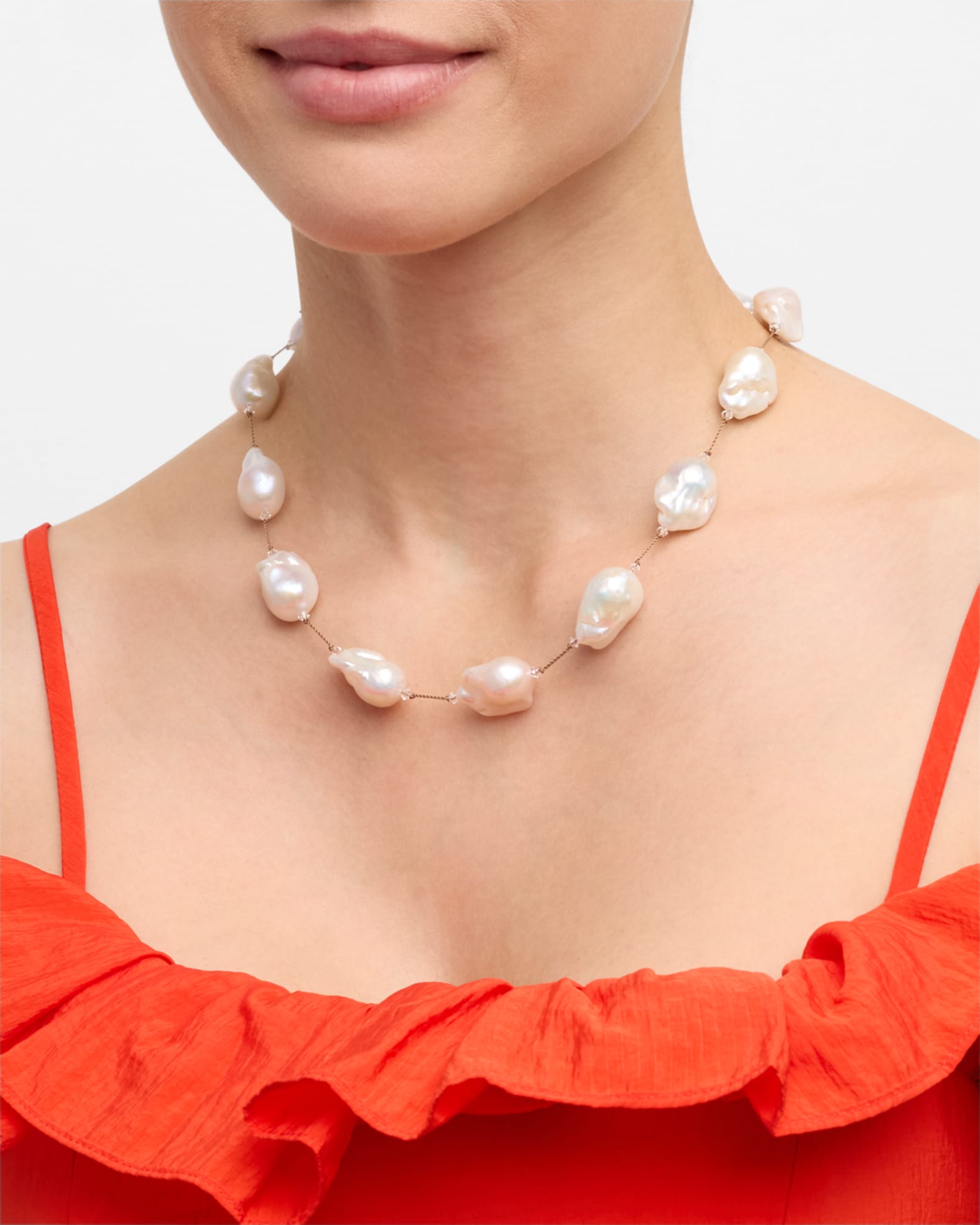 White Baroque Pearl Necklace with Sterling Silver 1