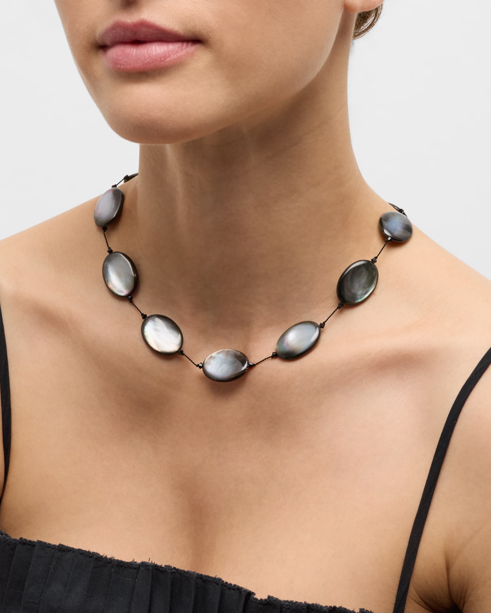 Margo Morrison Tahitian Mother of Pearl and Sterling Silver Necklace Neiman Marcus